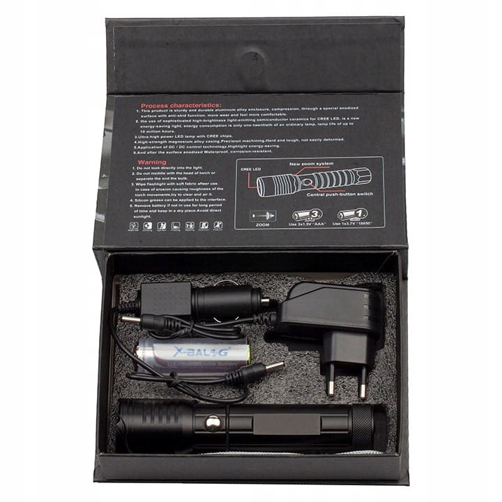 X-BALOG LATARKA UV LED + TESTER BANKNOTÓW KLIMATYZACJI KRWI ZOOM 2 DIODY Waga 124 g