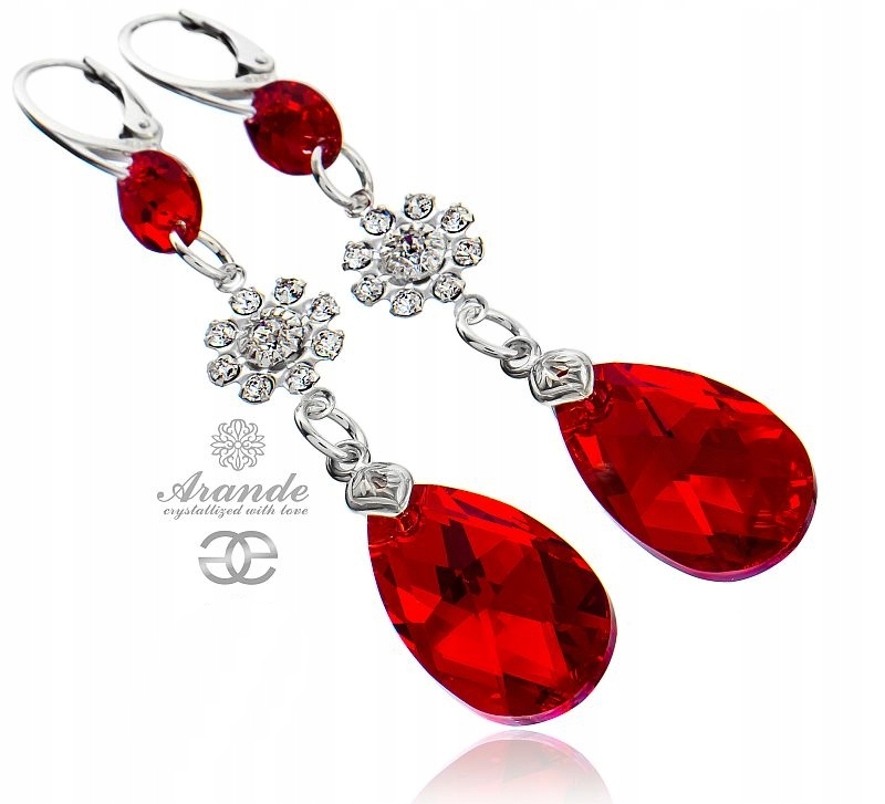 Krystaly Náušnice Red Feel Stříbro
