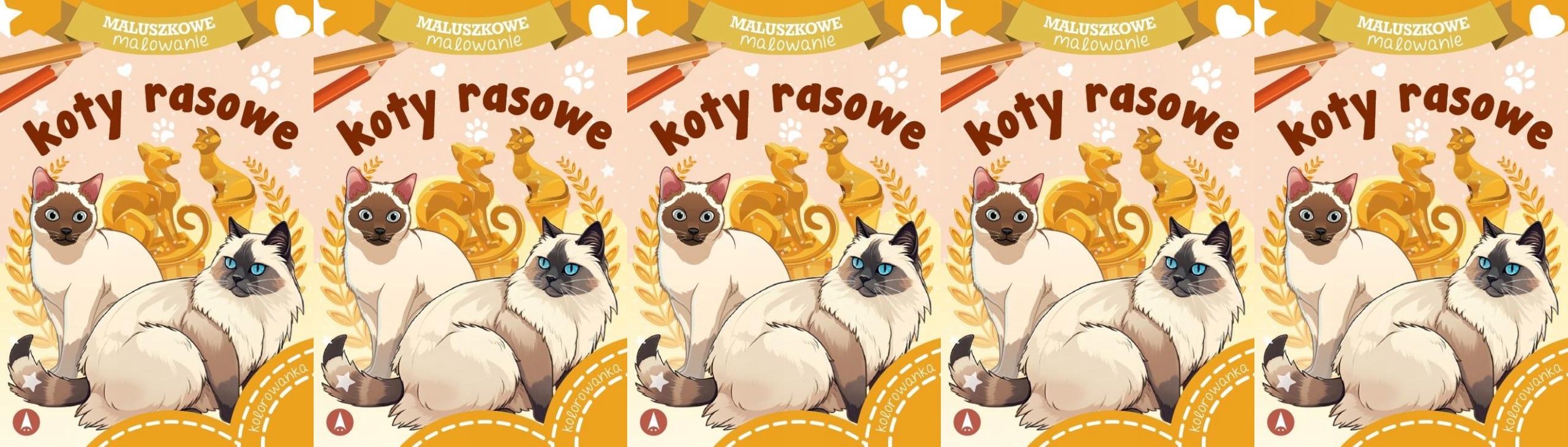 Zestaw 5 sztuk Maluszkowe malowanie Koty Rasowe Kolorowanka