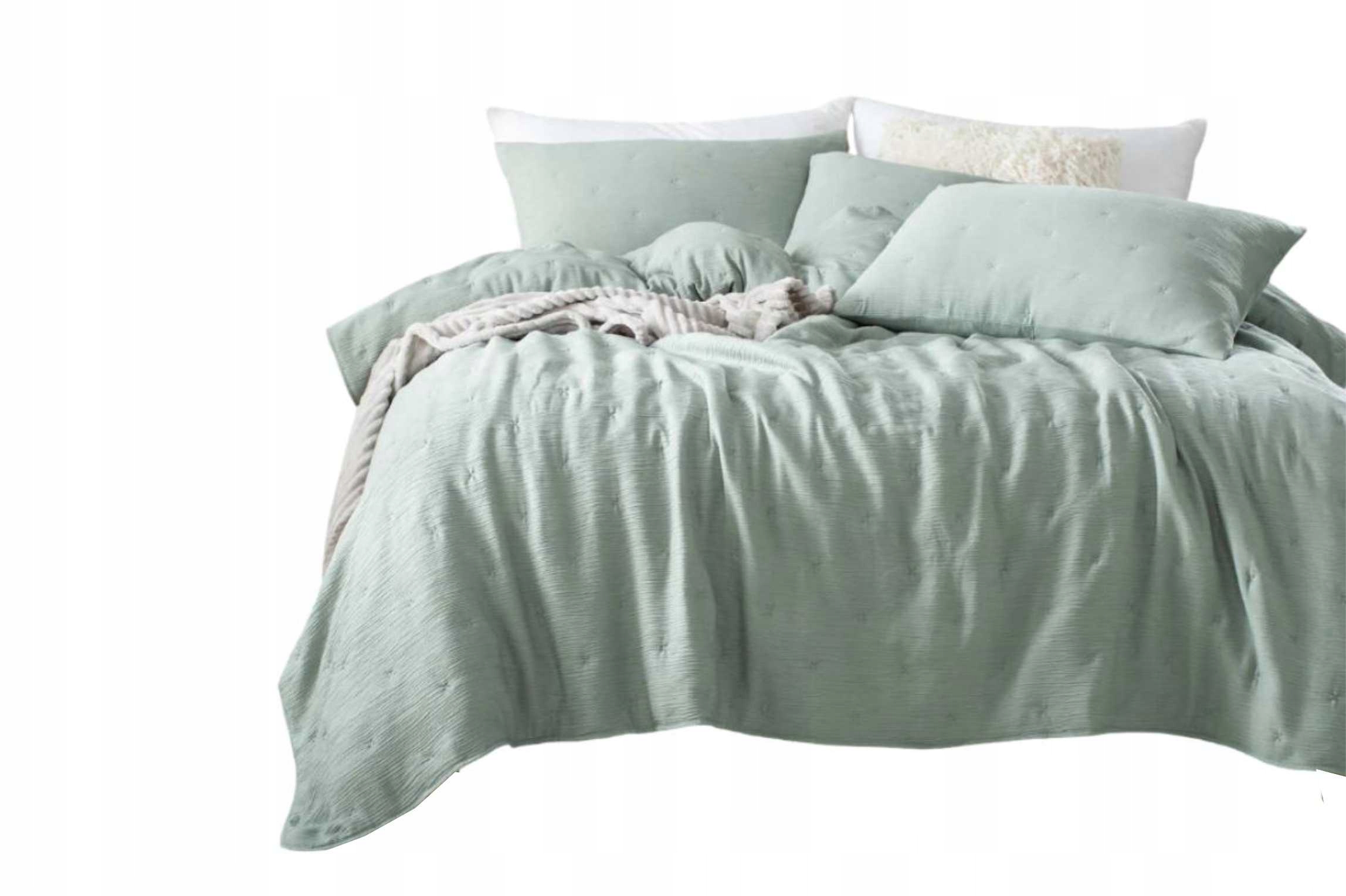 Mušelínový dekorativní přehoz Stella 240x260 šalvějový se strukturou a výšivkou