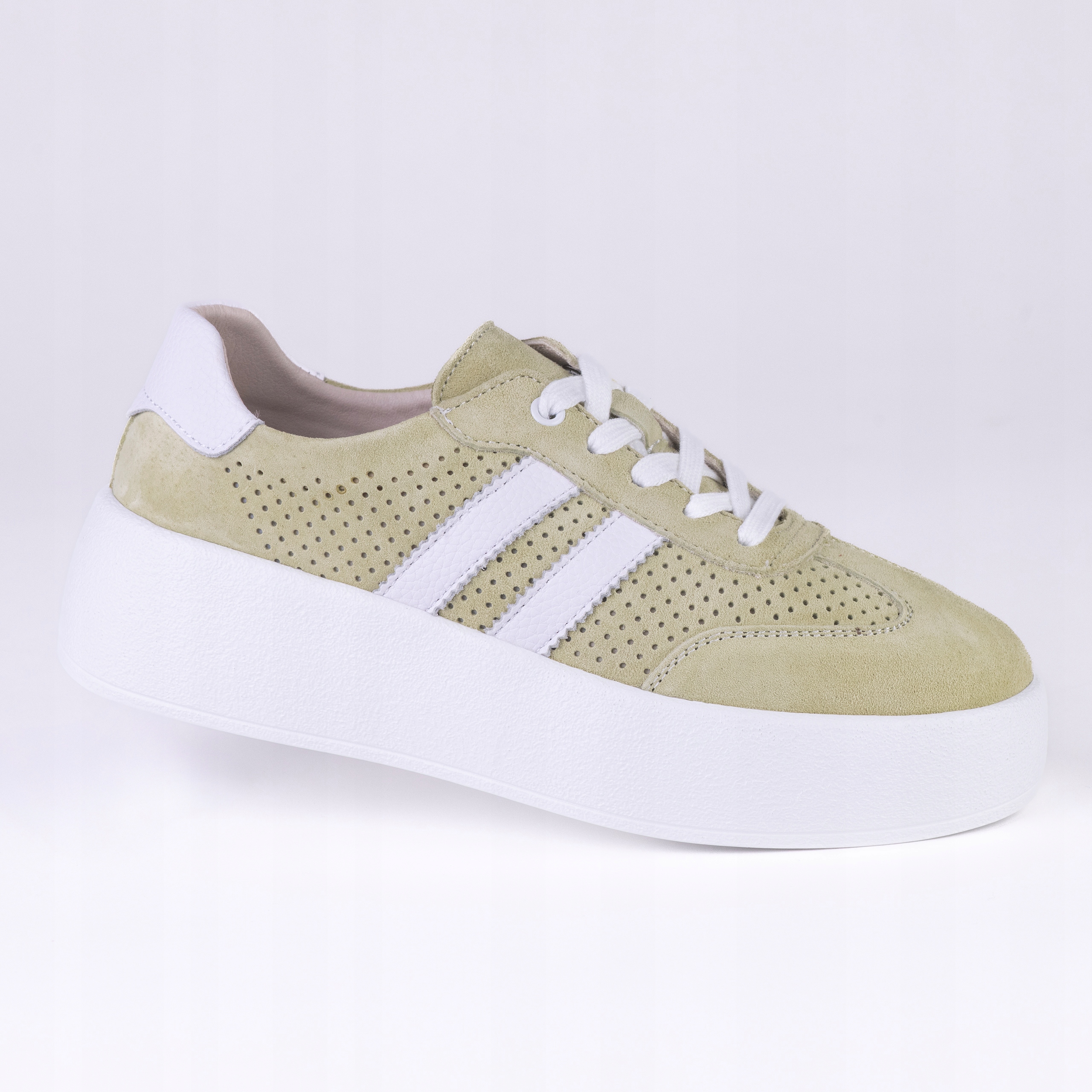 Dámské tenisky Goodin GD-XF-212 kůže semiš ažurová platforma zelená 37