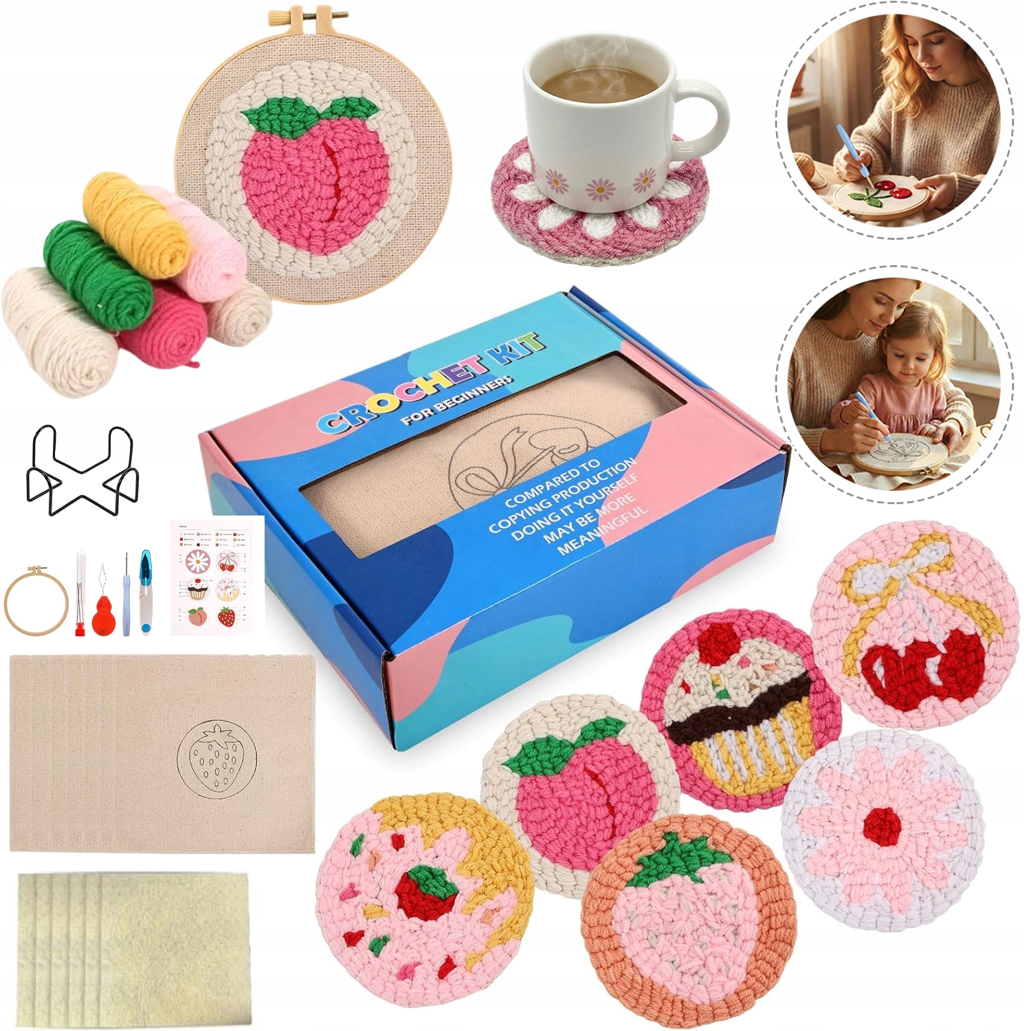 Smyčkové vyšívání sada pro vyšívání 6 hotových vzorů Diy Punch Needle