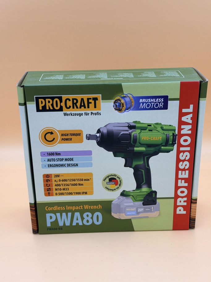 Akumulátorový rázový uťahovák Procraft PWA80 (bez batérie a nabíjačky)