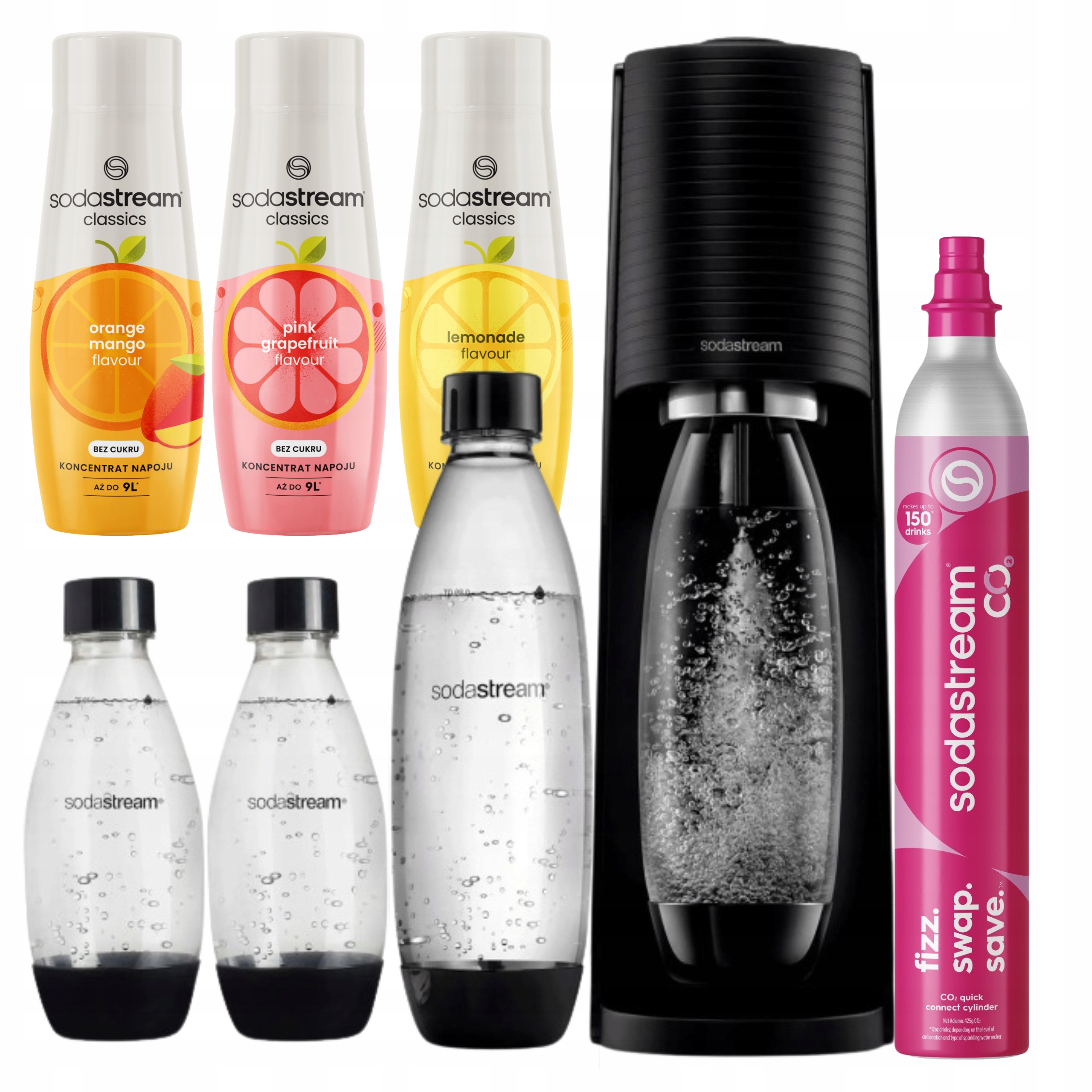 Saturátor SodaStream Terra čierny 3 fľaše 3 citrusové sirupy CO2