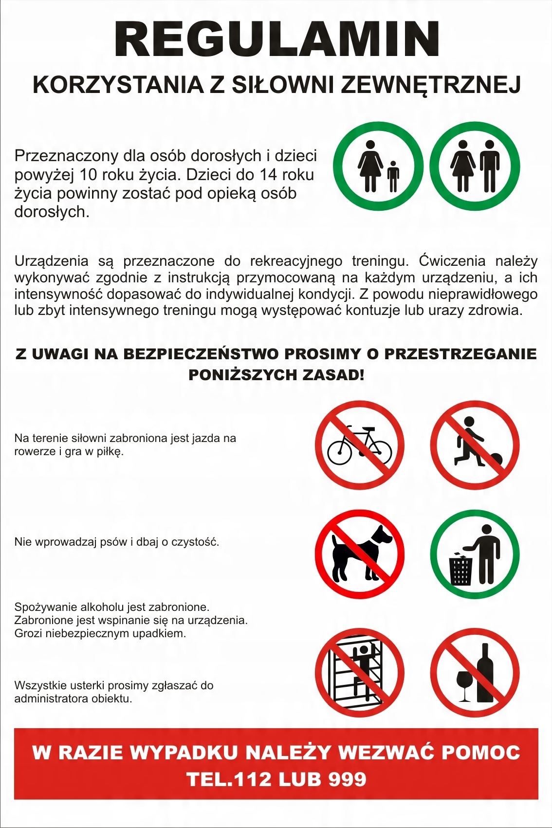 

Tablica Regulamin Siłowni Zewnętrznej