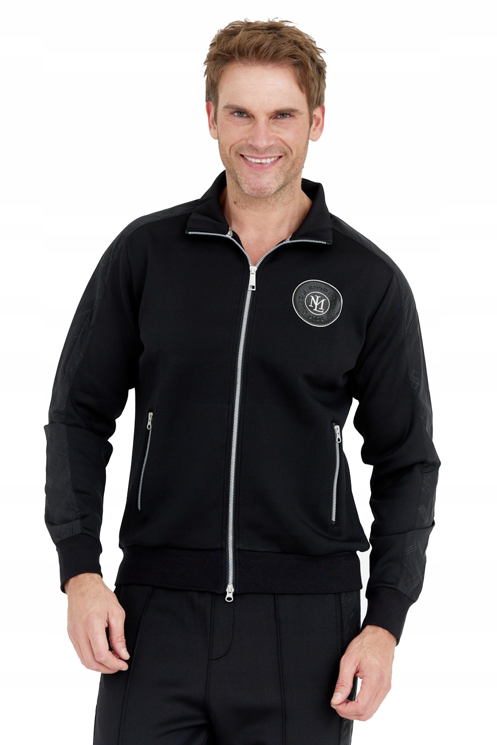 La Martina Černá mikina na zip s kulatým logem L