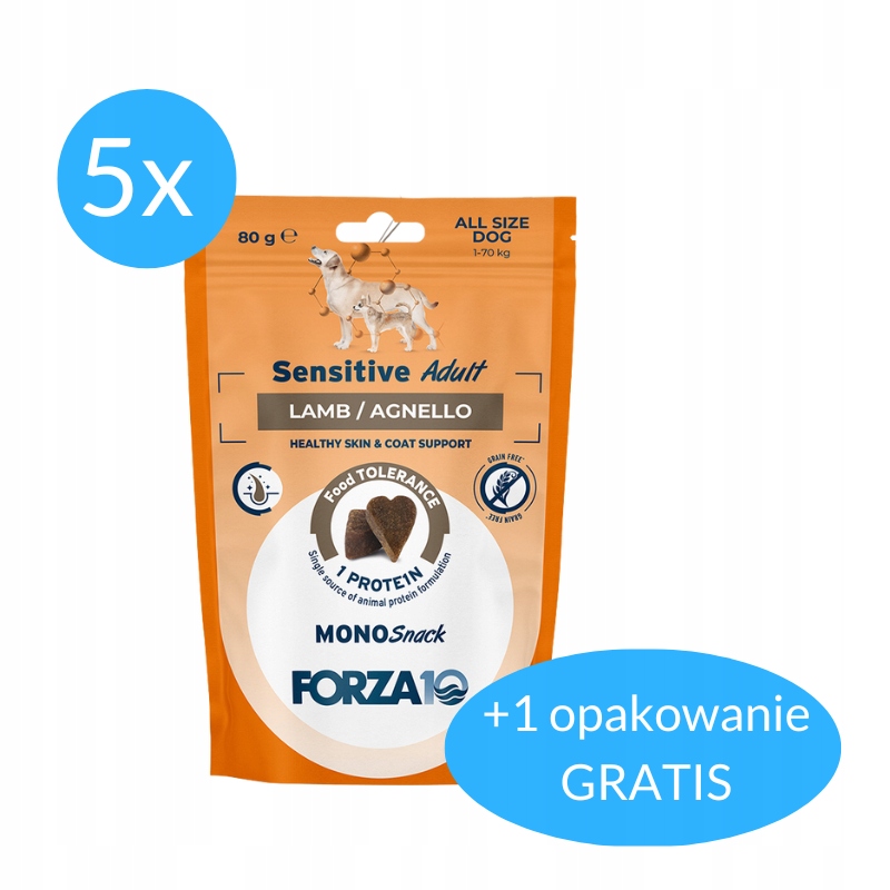 Forza10 MonoSnack jehněčí pro citlivé psy 6 x 80 g