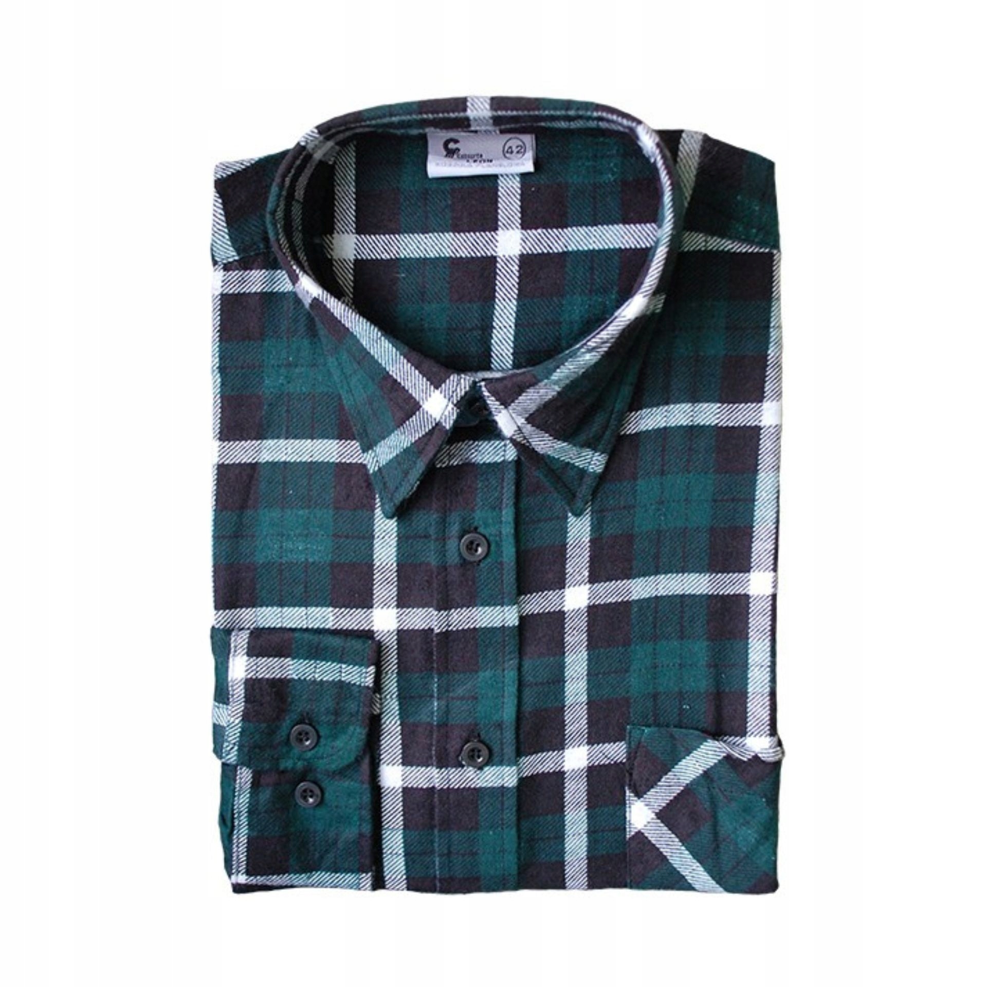 KOSZULA FLANELOWA męska robocza gruba WYSOKIEJ JAKOŚCI BAWEŁNA zielona 41 Marka inna