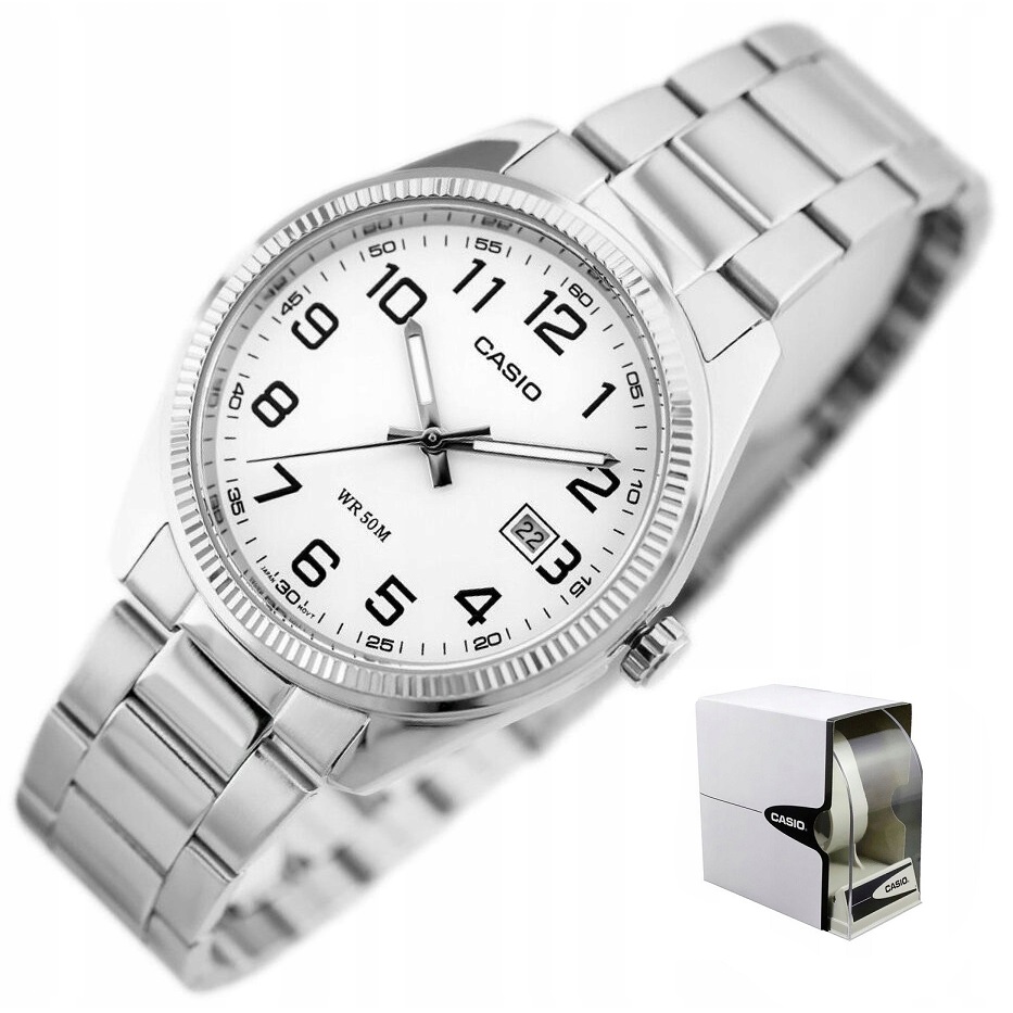 Pánské Hodinky Casio Cooler stříbrné datumovka čitelné číslice Box Gravírování