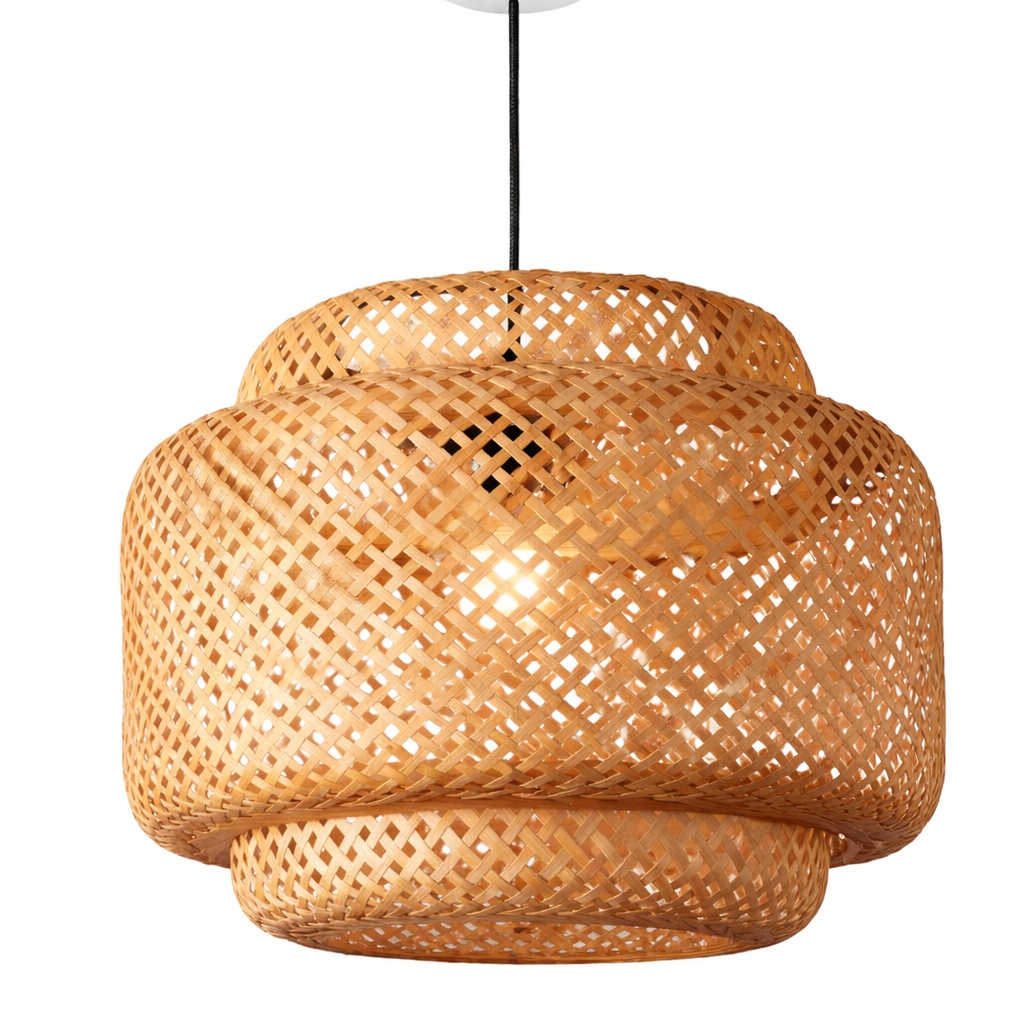 Lampa bambusowa wisząca Korvi 40cm Boho do salonu sypialni