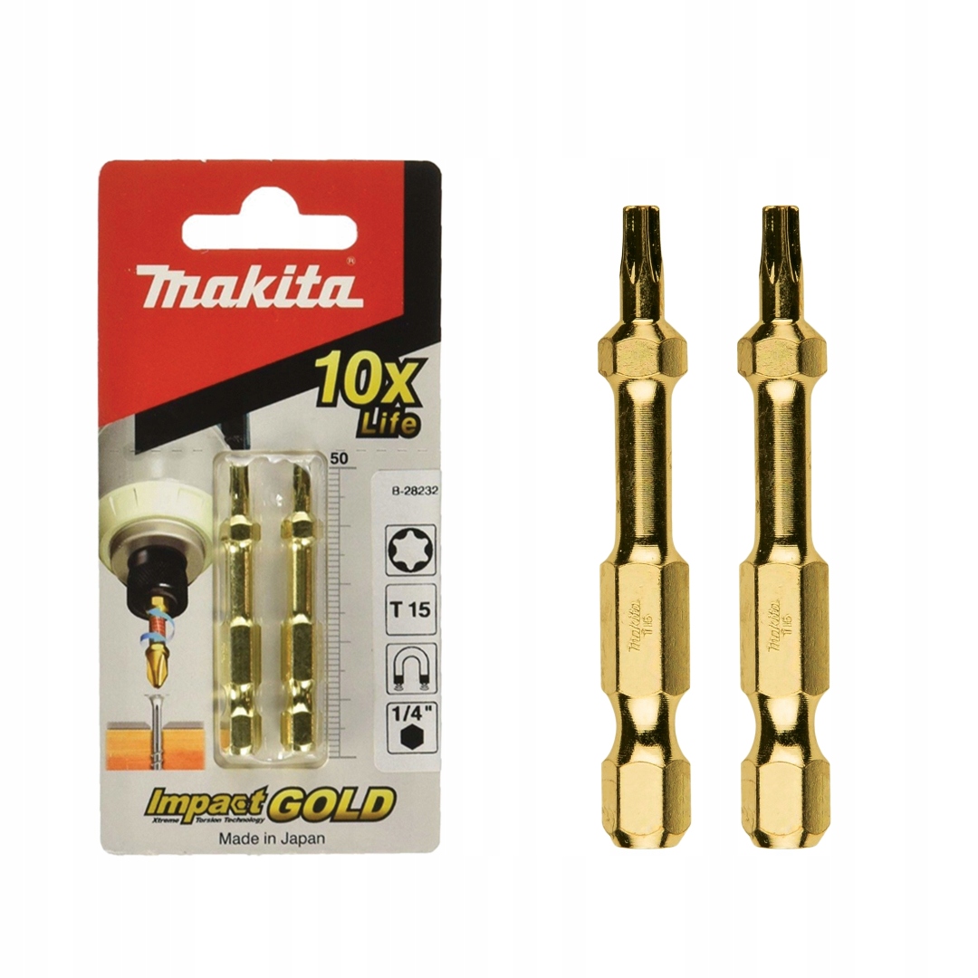

2 bity udarowe Torx T15 Impact Gold Makita B-28232