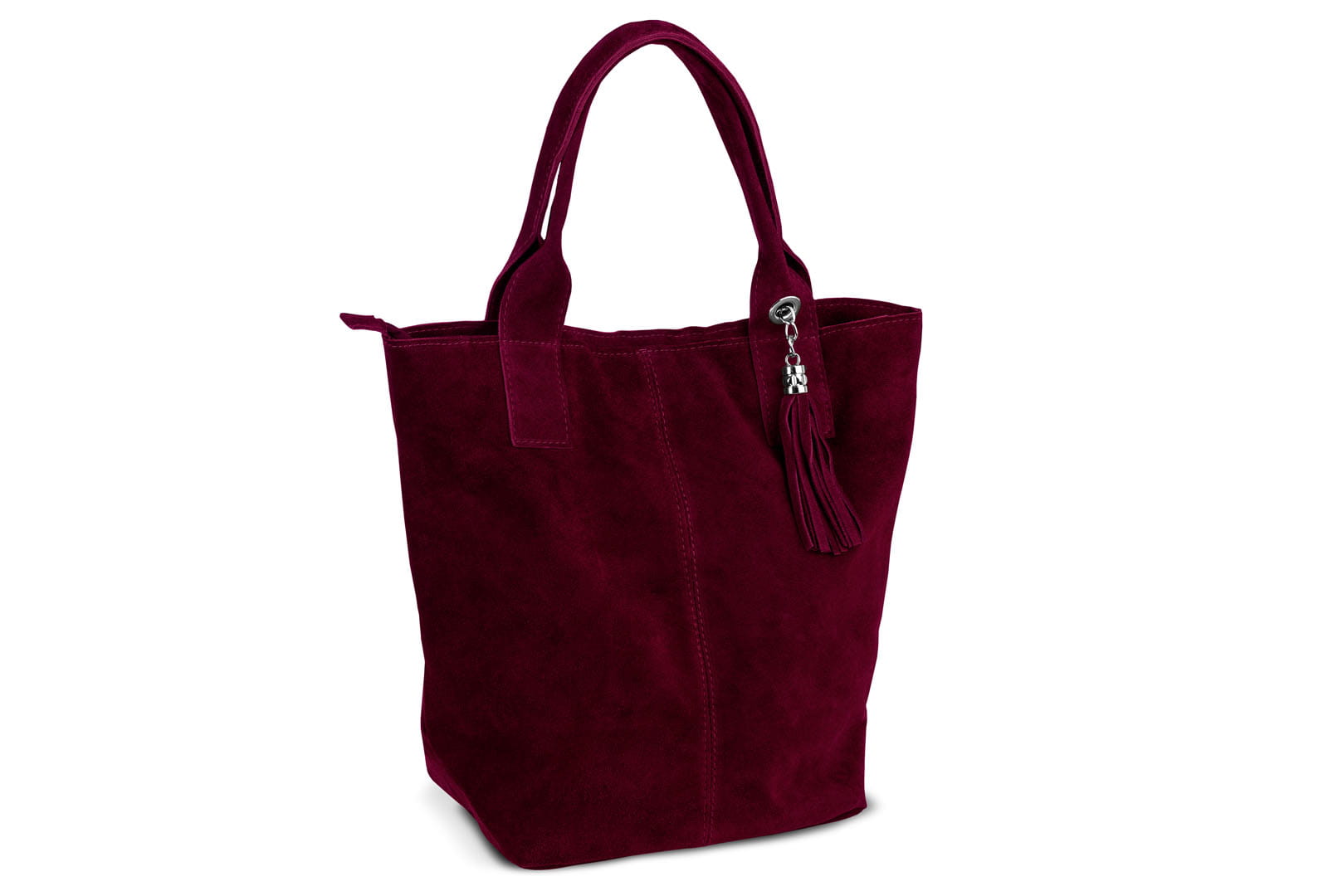 

Torba Skórzana Vera Pelle Zamszowy Worek Bordowa