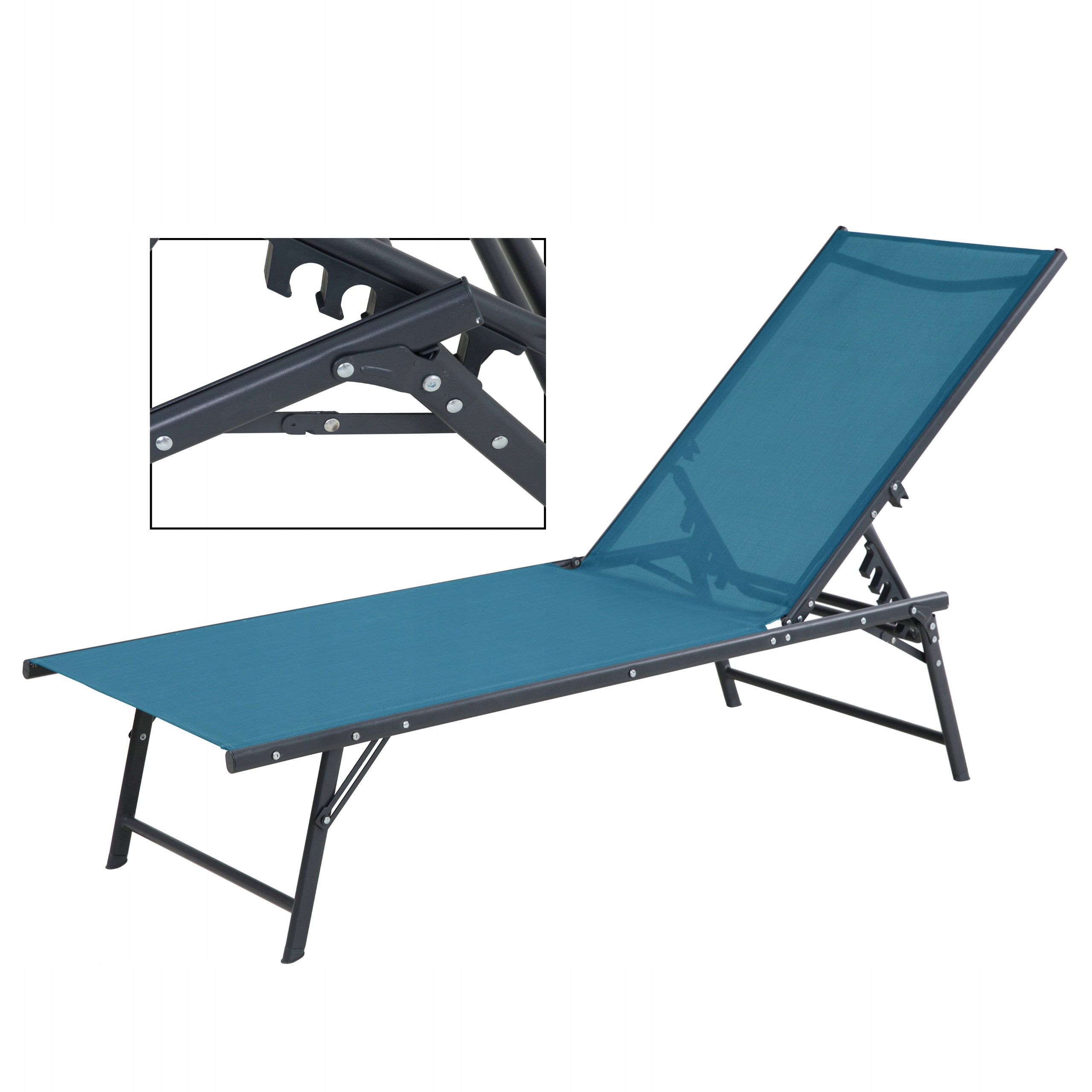 MOCNY SKŁADANY LEŻAK OGRODOWY ŁÓŻKO LEŻANKA 5-POZYCYJNY SANYA TURKUSOWY EAN (GTIN) 5901386212269