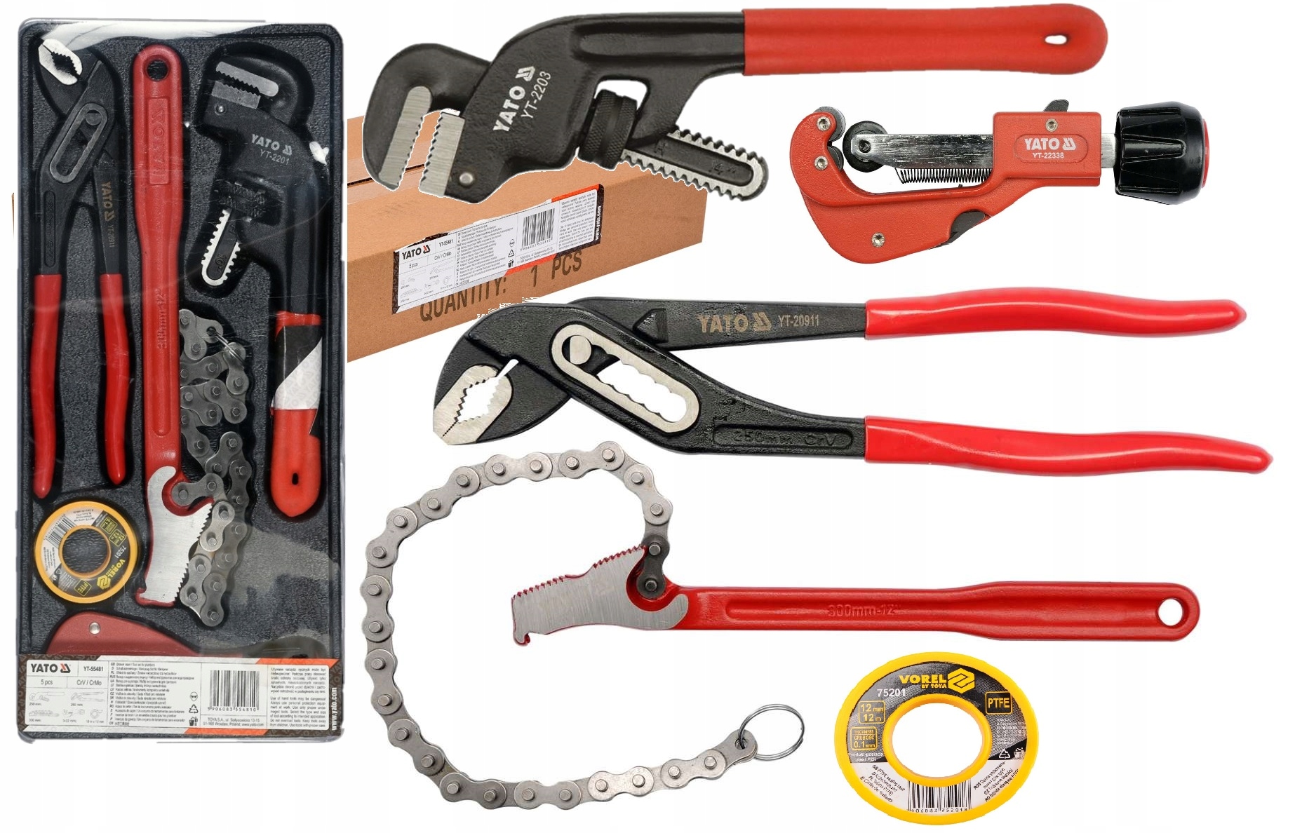 НАБОР ИНСТРУМЕНТОВ ДЛЯ САНТЕХНИКОВ + КАРТРИДЖ YT-55481