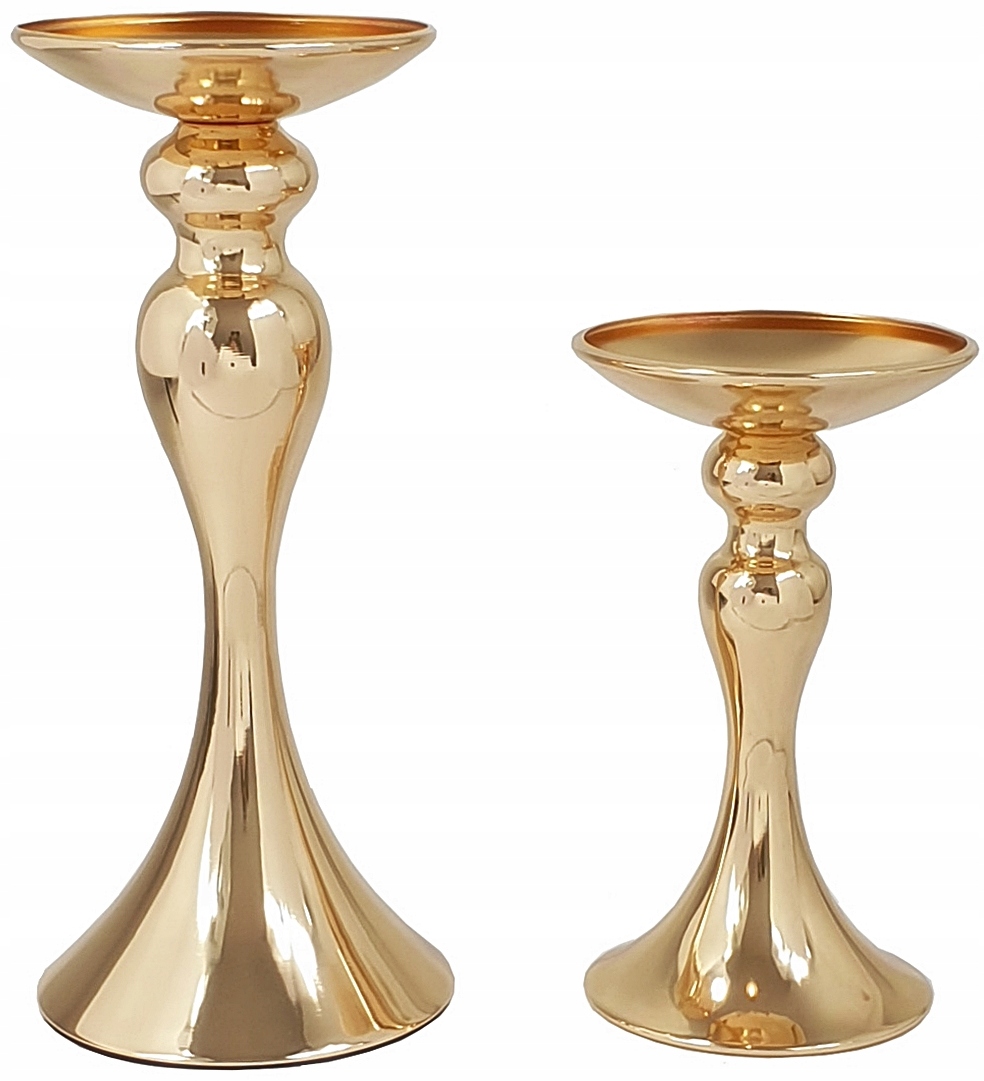 ZESTAW X2 ŚWIECZNIKÓW POSTUMENT STOJAK ZŁOTY