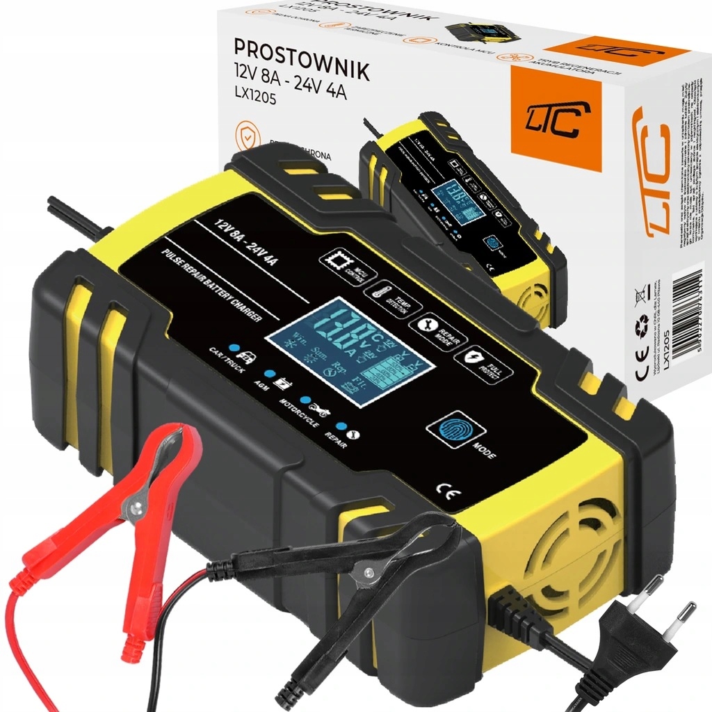 

Mocny Prostownik Automatyczny LCD 12V 8A 24V 4A