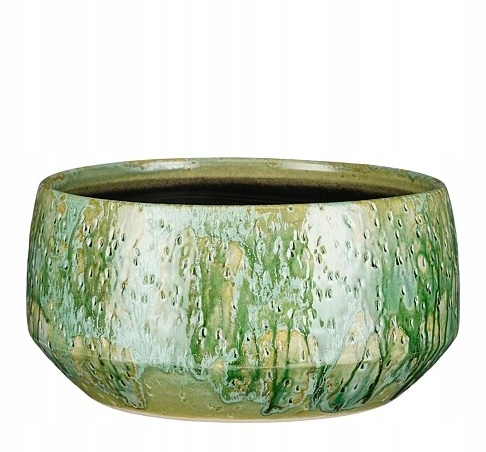 Keramický kvetináč obal na kvetináč široký zelený boho 32,5 cm 1ks