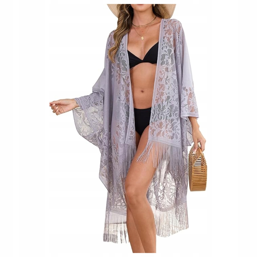 SEKSOWNE PAREO NA PLAŻĘ ELEGANCKIE KORONKOWE KIMONO PLAŻOWE NARZUTKA STRÓJ