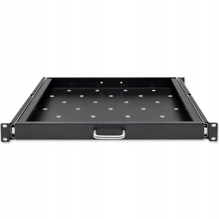 Výsuvná police Qoltec pro skříň Rack 600 x 600 mm, ocelová, černá