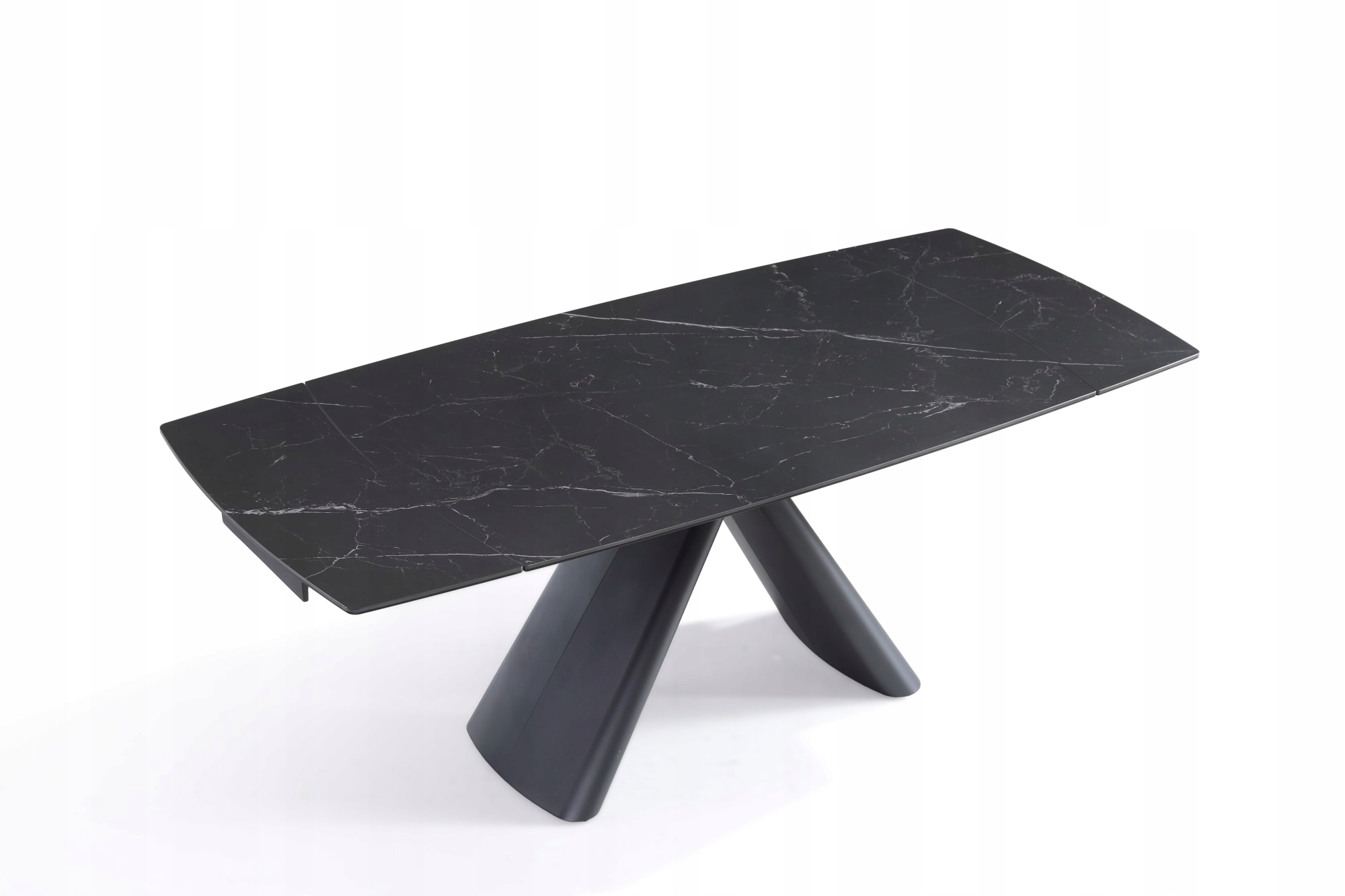 Stół Do Jadalni Ceramiczny Czarny Marmur Rozkładany 140–200x90 Metal Stelaż