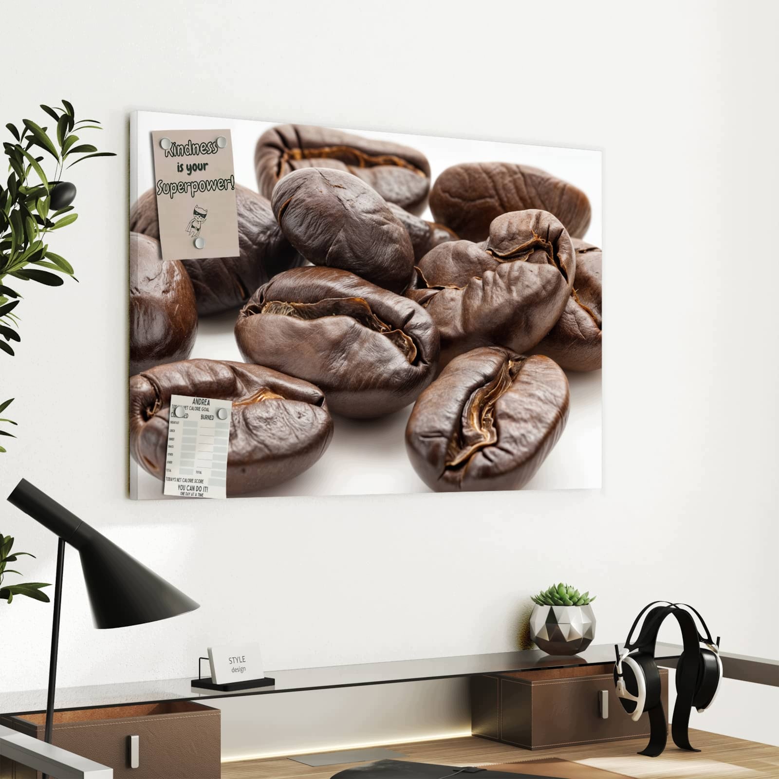 Magnetická tabule Ticho Zrna kávy 60 × 40 cm