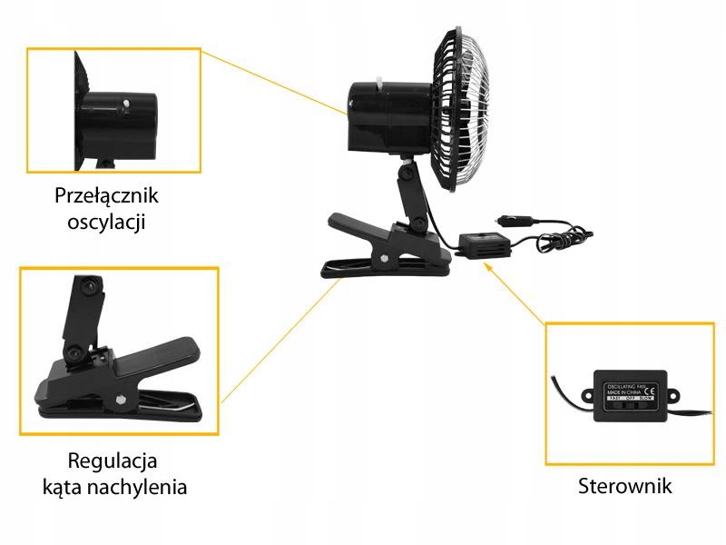 WIATRAK WENTYLATOR SAMOCHODOWY OBROTOWY KLIPS 12V Manufacturer LTC