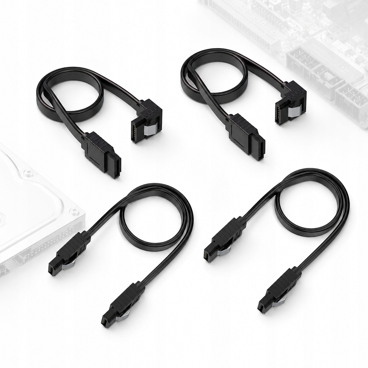 4 kabli Sata 3 kabel 6Gbps z zamkiem prosty i kątowy