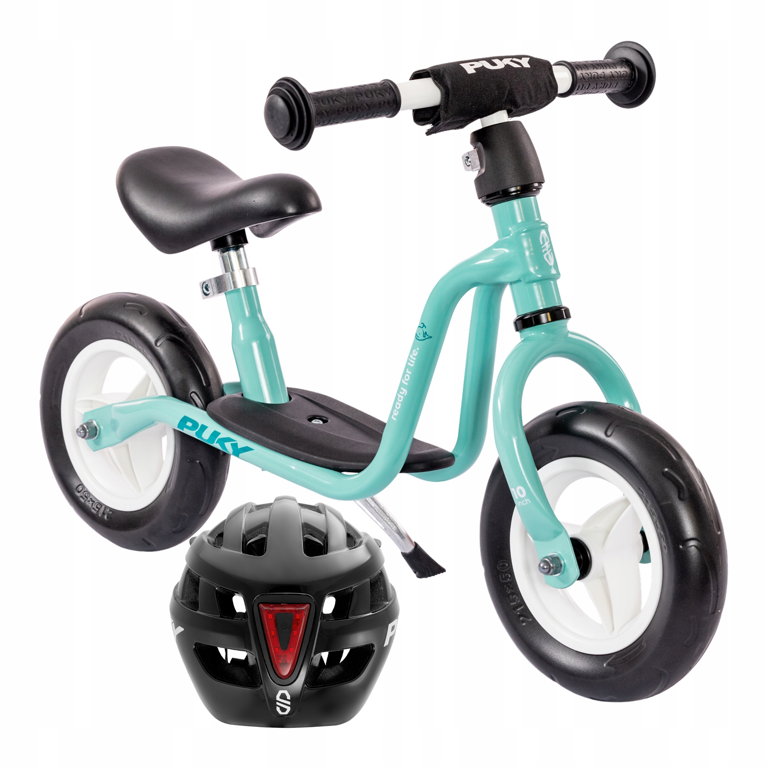 Rowerek biegowy dla 2 latka Puky Lr M zielony aqua 3076 podpórka kask 9608