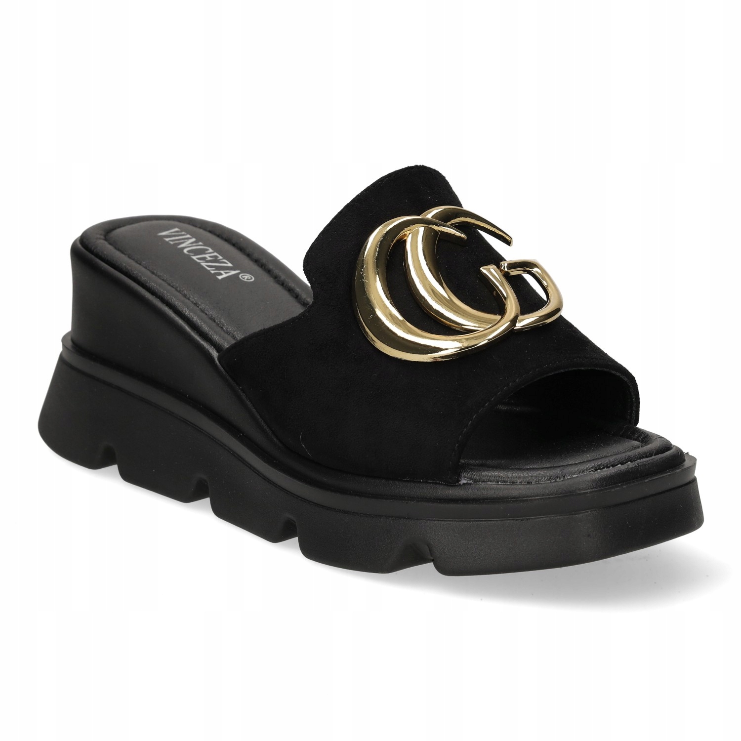 KLAPKI DAMSKIE ELEGANCKIE NA KOTRUNIE WYGODNE VINCEZA CZARNE ZAMSZ R 37