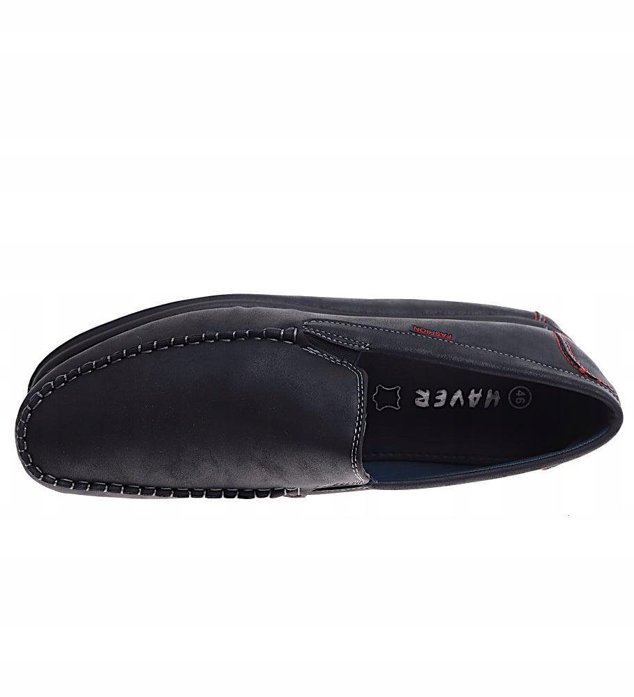 Mokasyny męskie granatowe półbuty pantofle wsuwane buty eleganckie 16811 47 Materiał zewnętrzny skóra ekologiczna