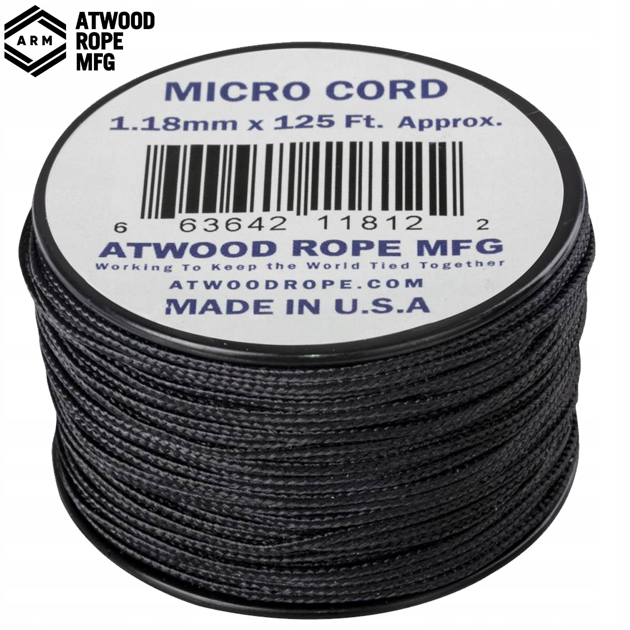 Linka Atwood Rope MFG Micro Cord 1,18mm/38m (125ft) CZARNA Kod producenta CD-MC1-NL-01