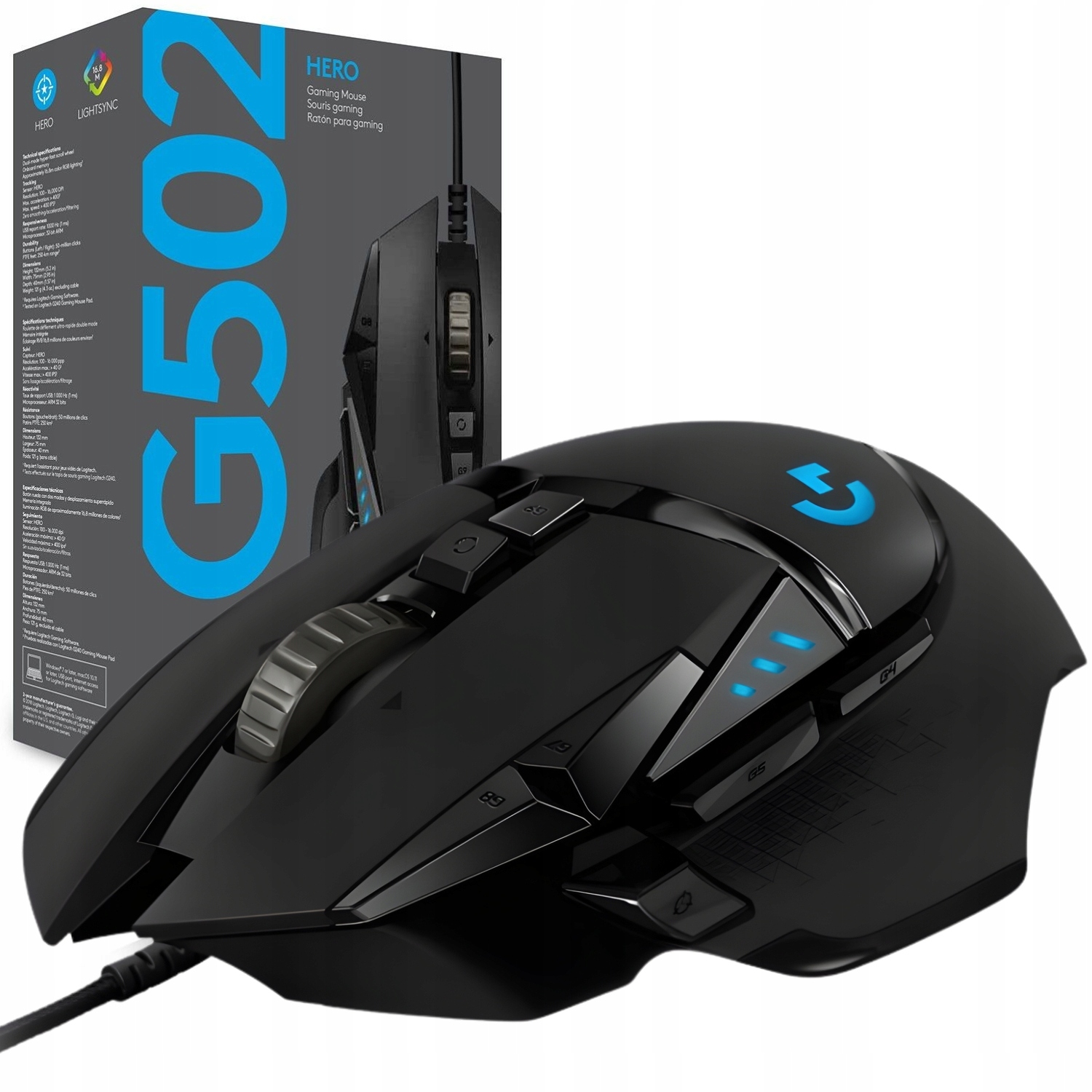 Mysz przewodowa Logitech G502 Hero optyczna Gaming Usb czarna 25 600 Dpi