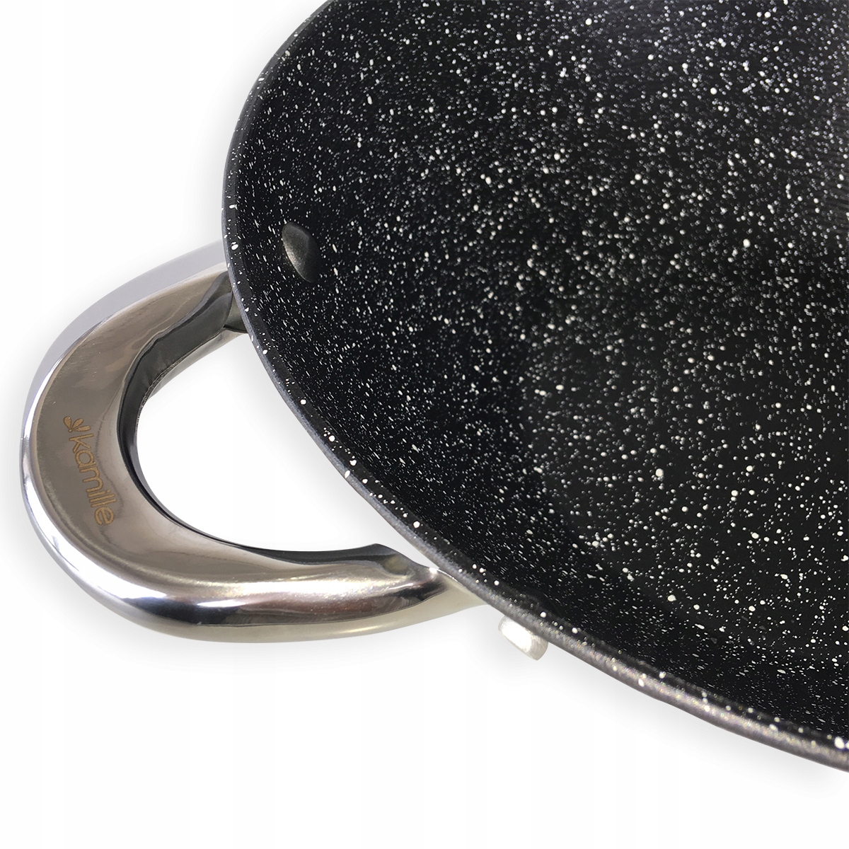 PATELNIA-WOK ŻELIWNA 26*10.5CM Z POKRYWĄ INDUKCJA Kolor czarny