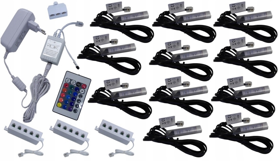 11 x Rgb Led klipy pro polic skla, klip Komplet