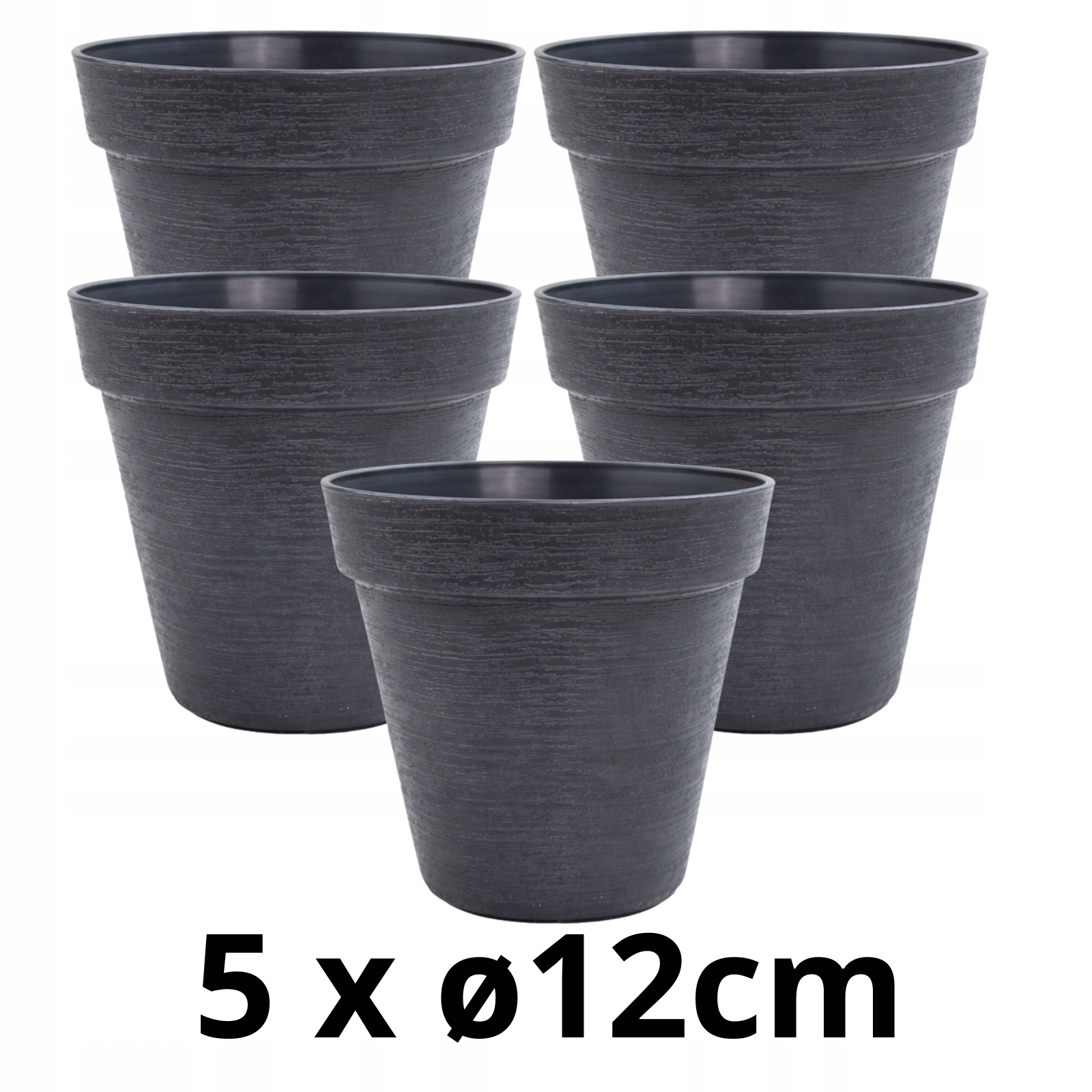 5 X Doniczka w Stylu LOFT 12 cm, 740ml, Eko, UV Odporna, Antracyt