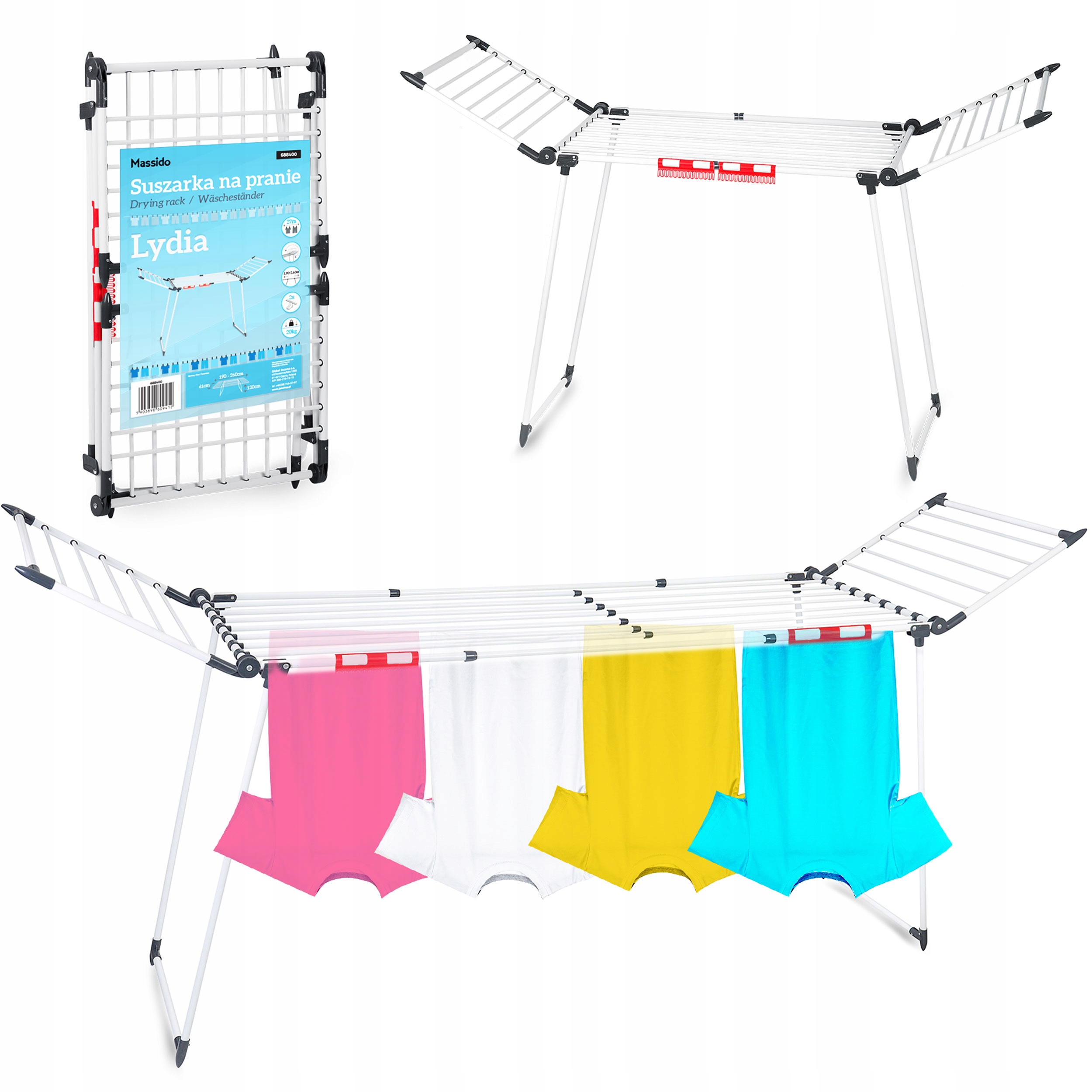 Suszarka Na Pranie Stojąca Do Ubrań Teleskopowa 27m XXXL Solidna