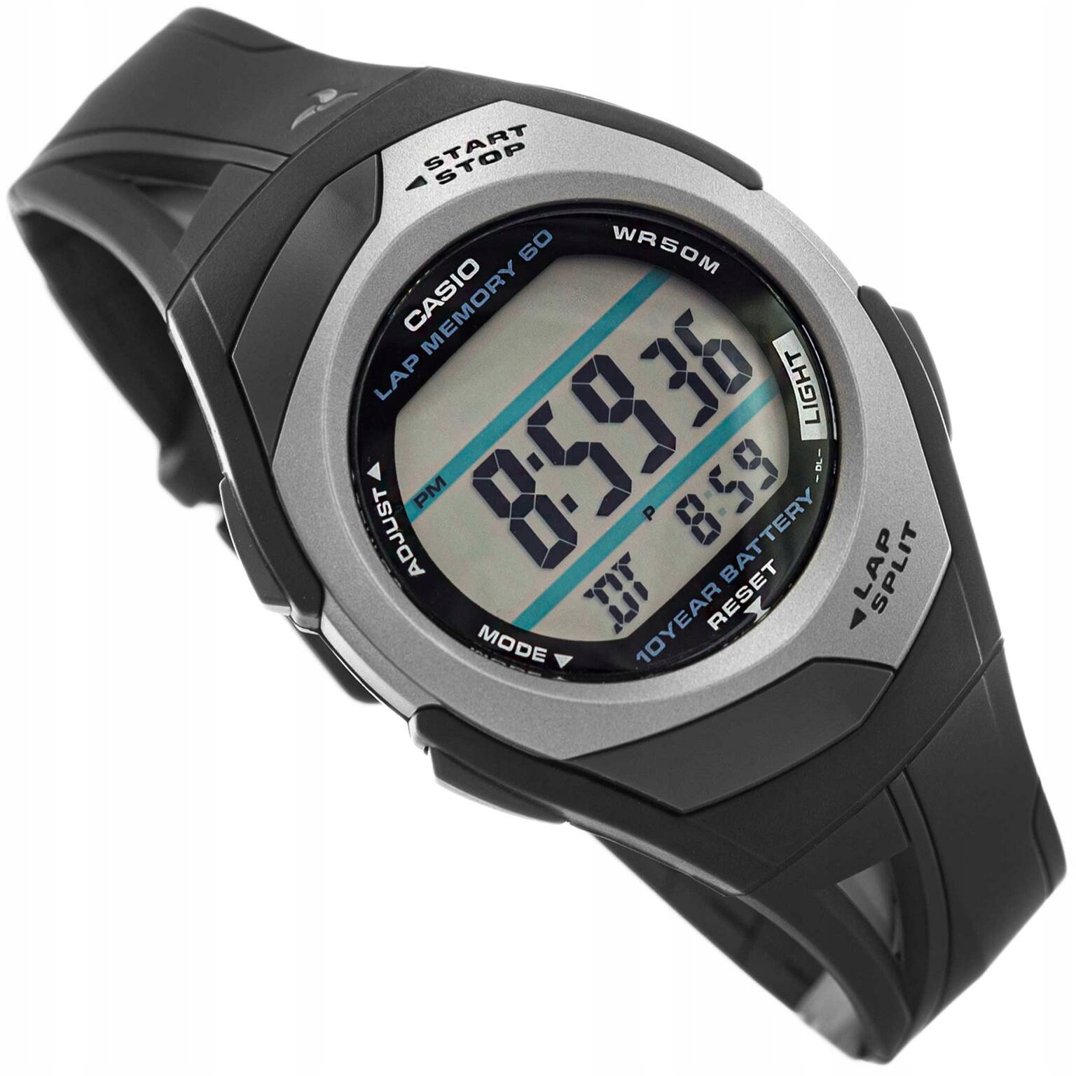 Hodinky Casio STR-300C-1VEF Černé Na Řemínku Sportovní Stopky Časovač 50 M