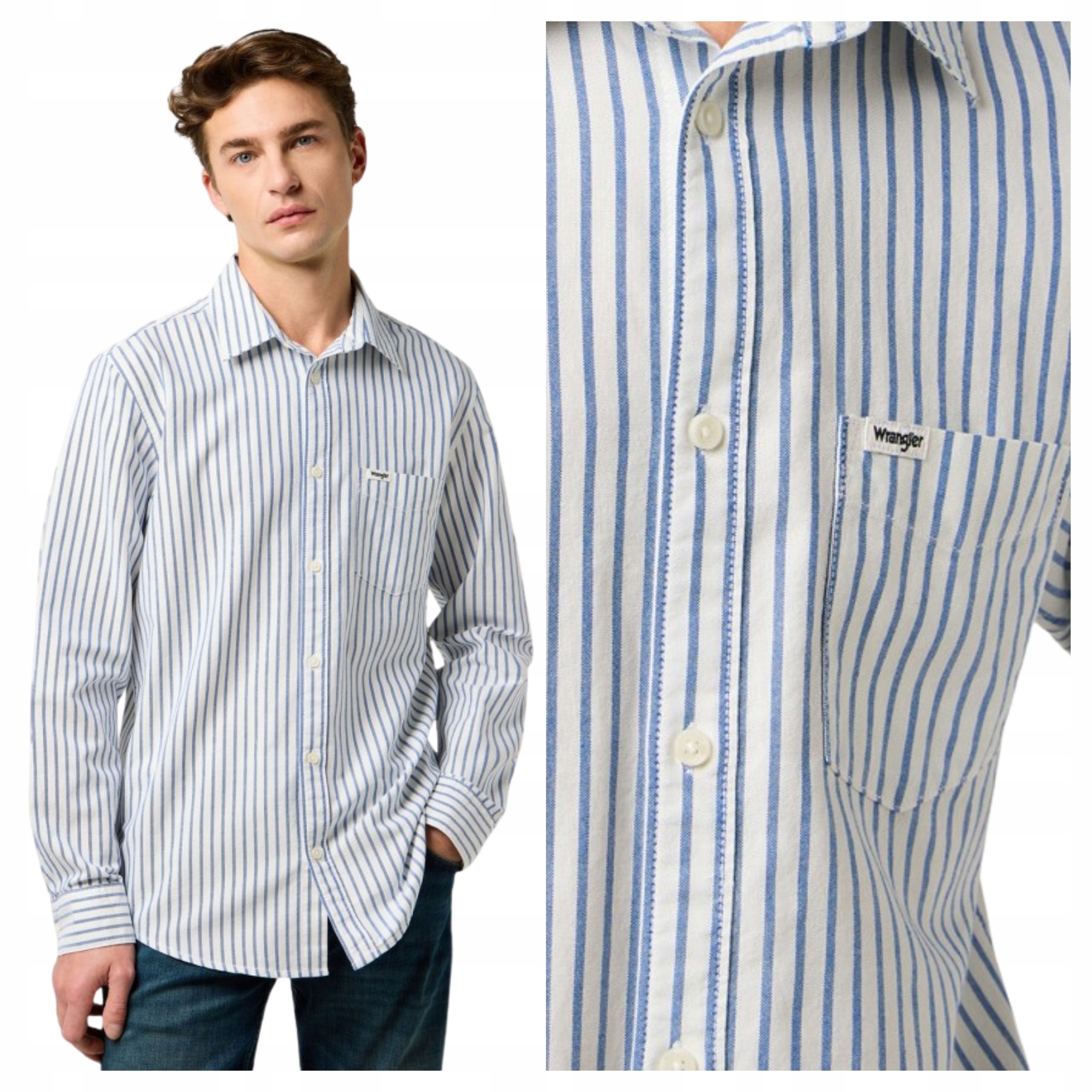 Pánská košile Wrangler 1 Pkt Shirt Modrá Bavlněná Oxford Regular L