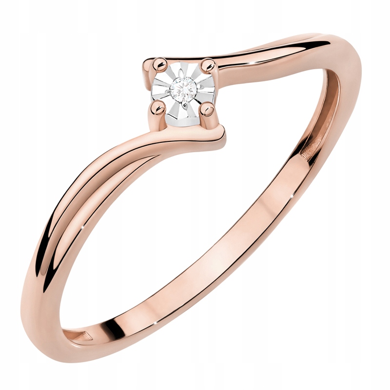 Zlatý Prstýnek ryzosti 585 s centrálním diamantem 0,01 ct 14k