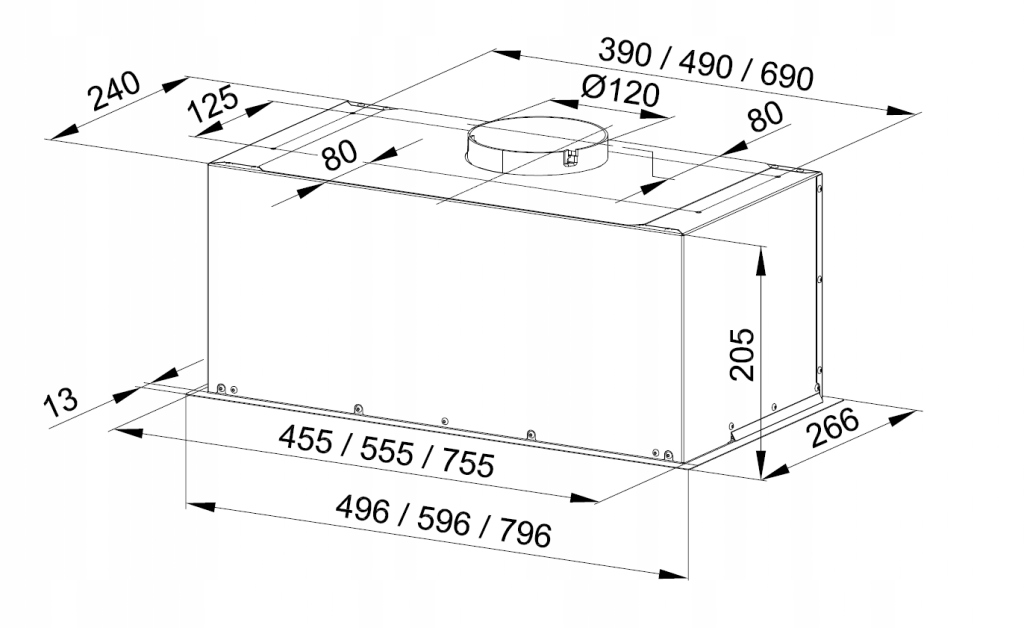 Okap kuchenny do zabudowy Maan Fiugi 2 60 320m3 LED Czarny Cichy Kolor dominujący czarny