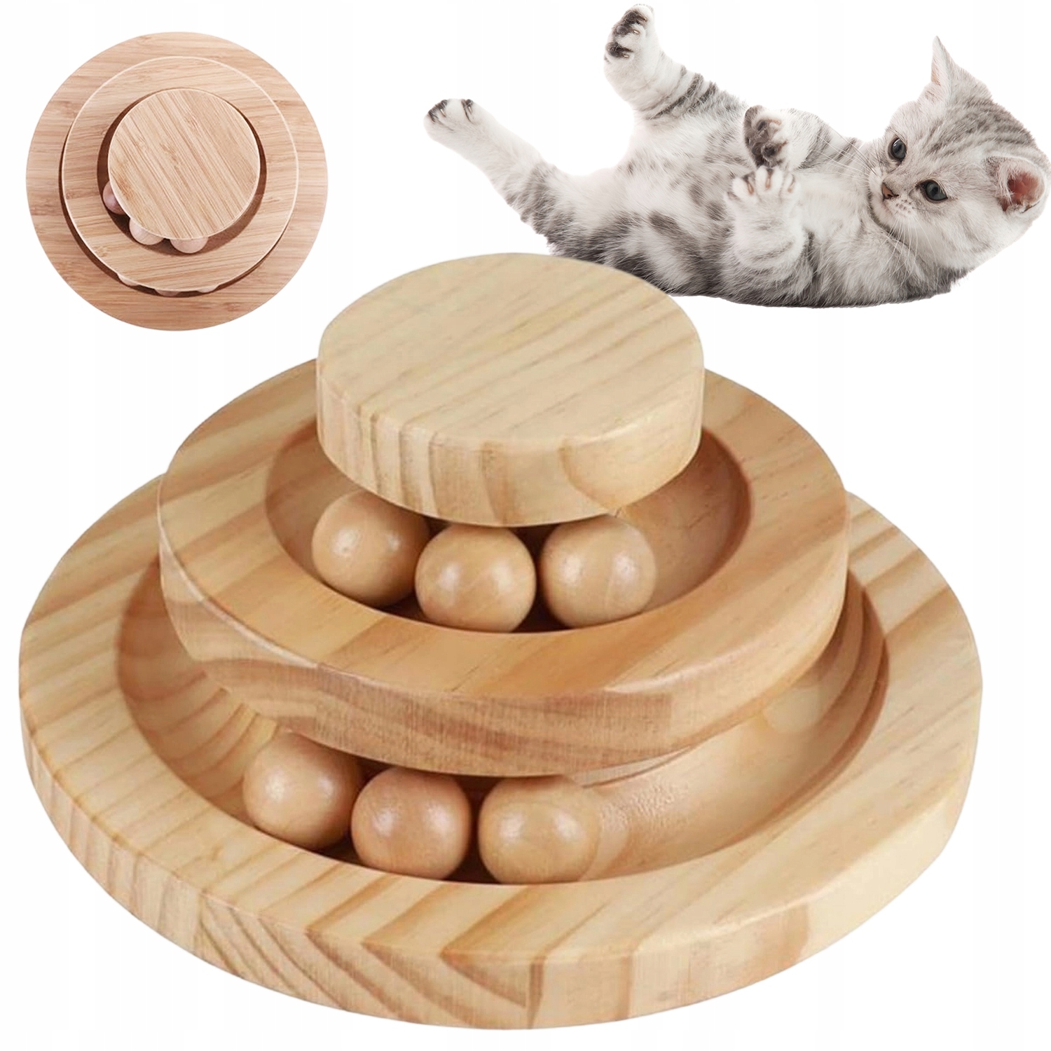 Levně Interaktivní Dřevěná Hračka Pro Kočky Se 2 Úrovněmi Kolejí