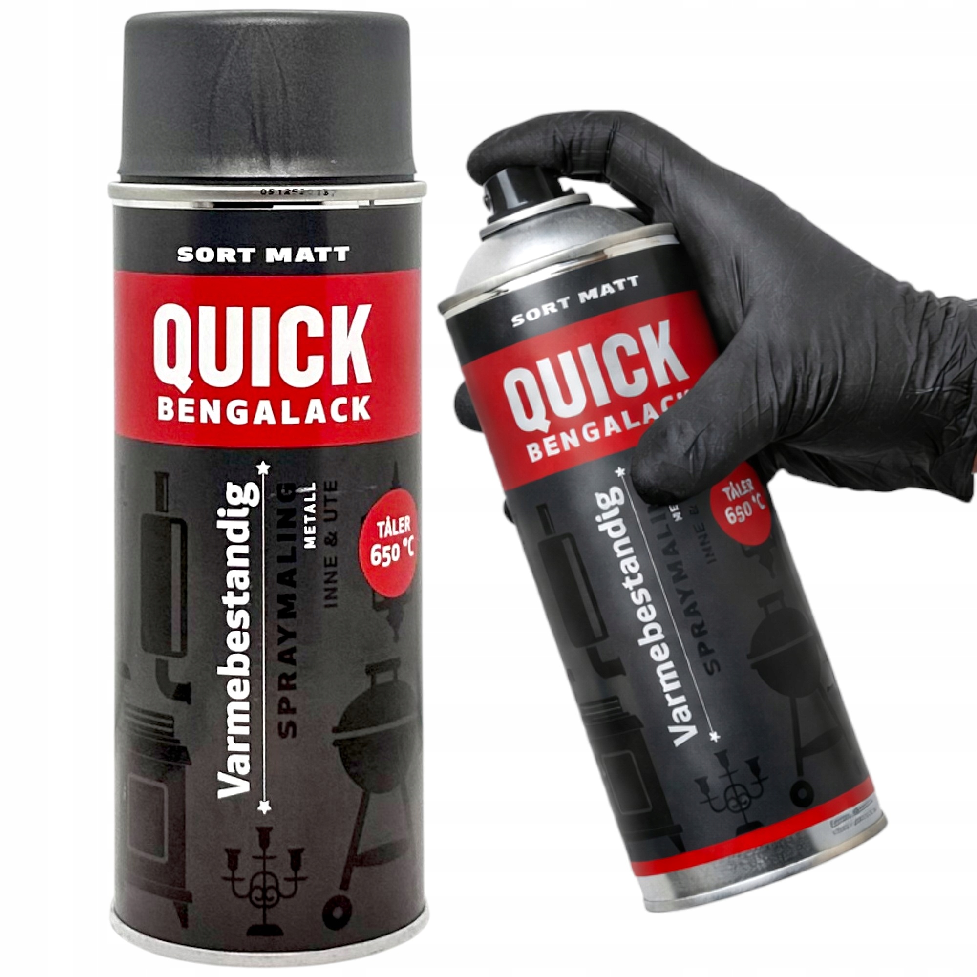 Lakier Żaroodporny Szary Antracyt 650°C Matowy 2x Spray 400ML