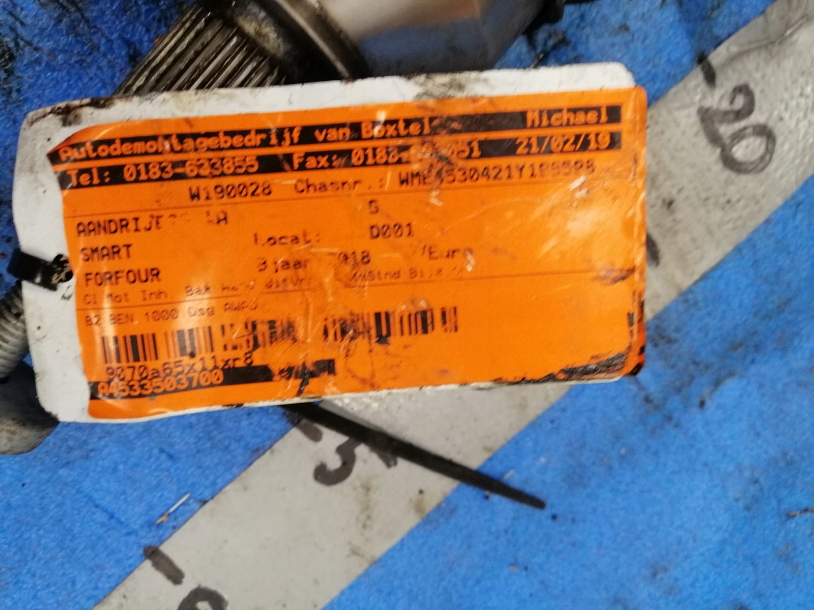 A4533503700 396000937R SMART semi-axis left rear part 1.0B