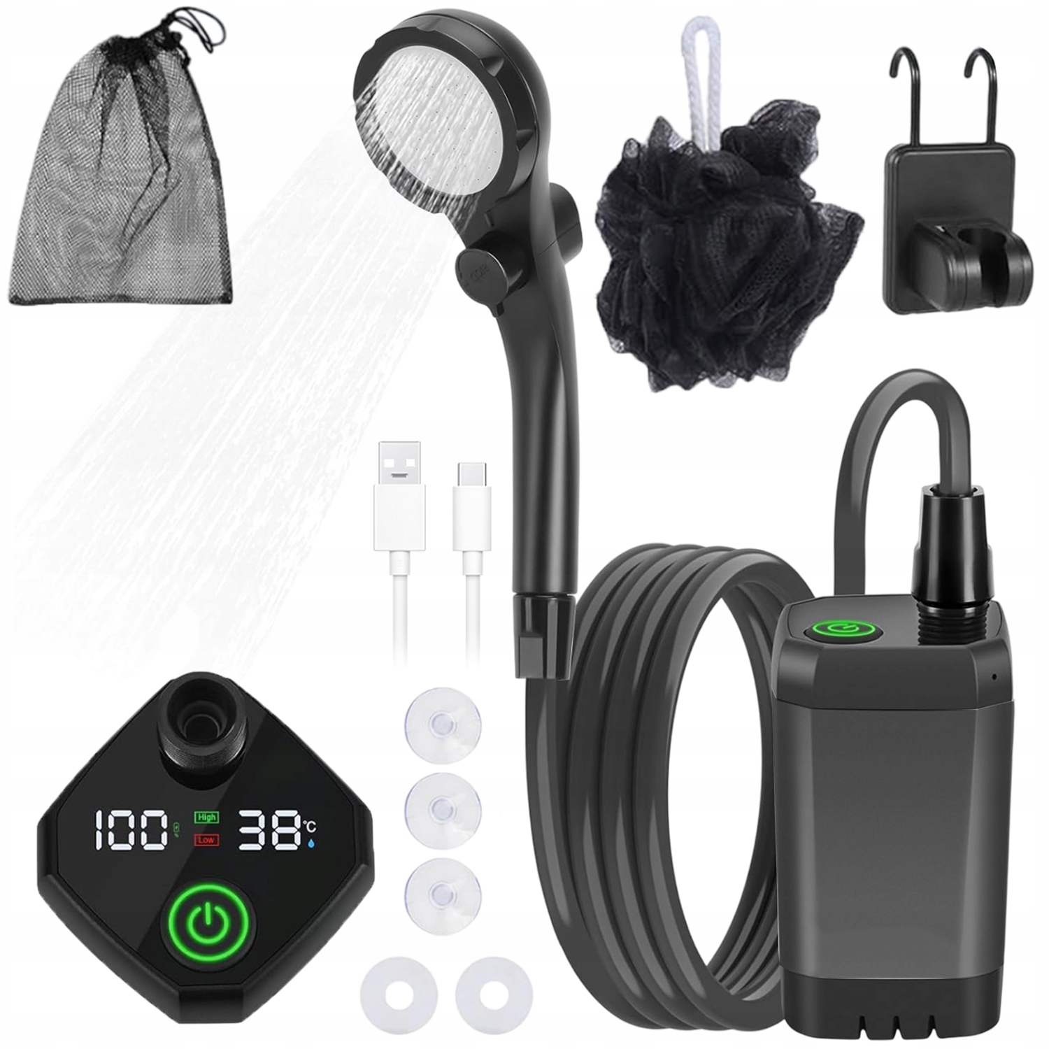 Prysznic Turystyczny Kempingowy Pompka Elektryczna Akumulator 6000mAh