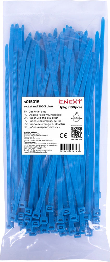 Opaska zaciskowa niebieska , 3x200mm (100szt.) Trytytki