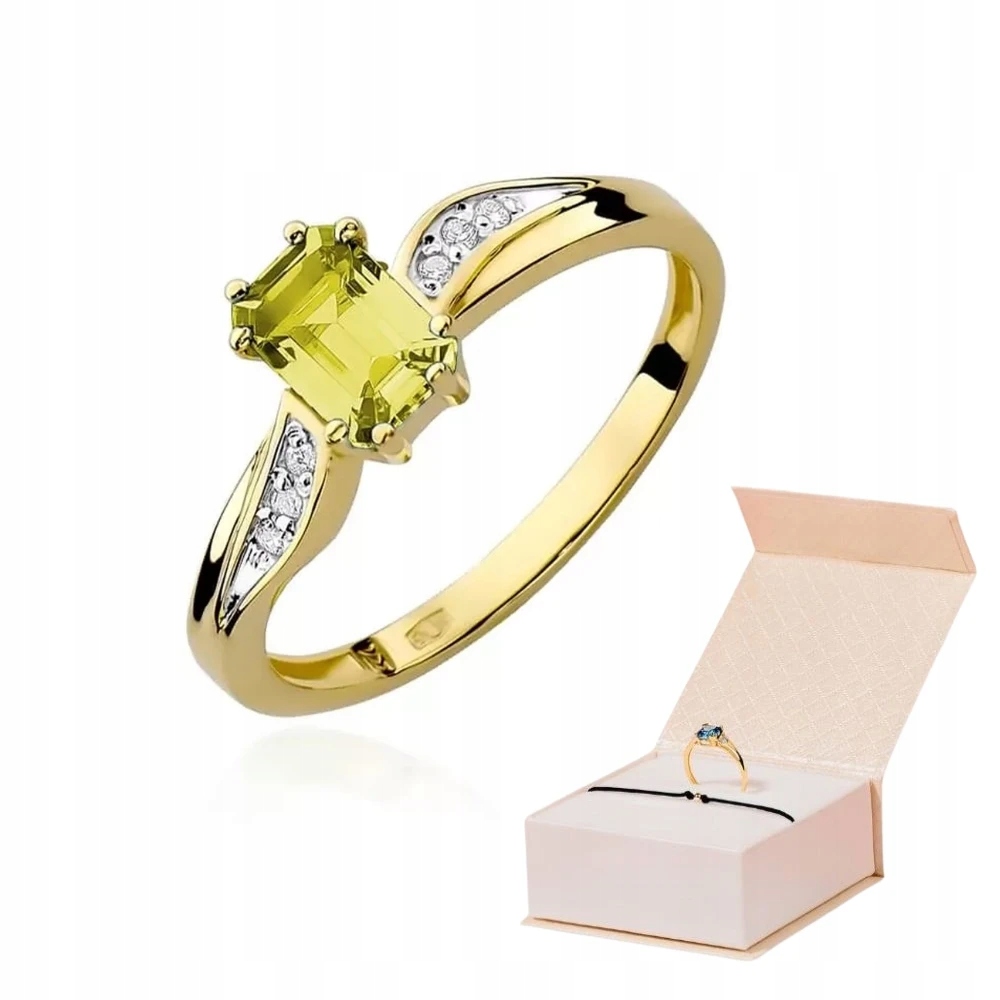Złoty Pierścionek Z Cytrynem 0,60ct Diamenty PR.585 Bransoletka Złota