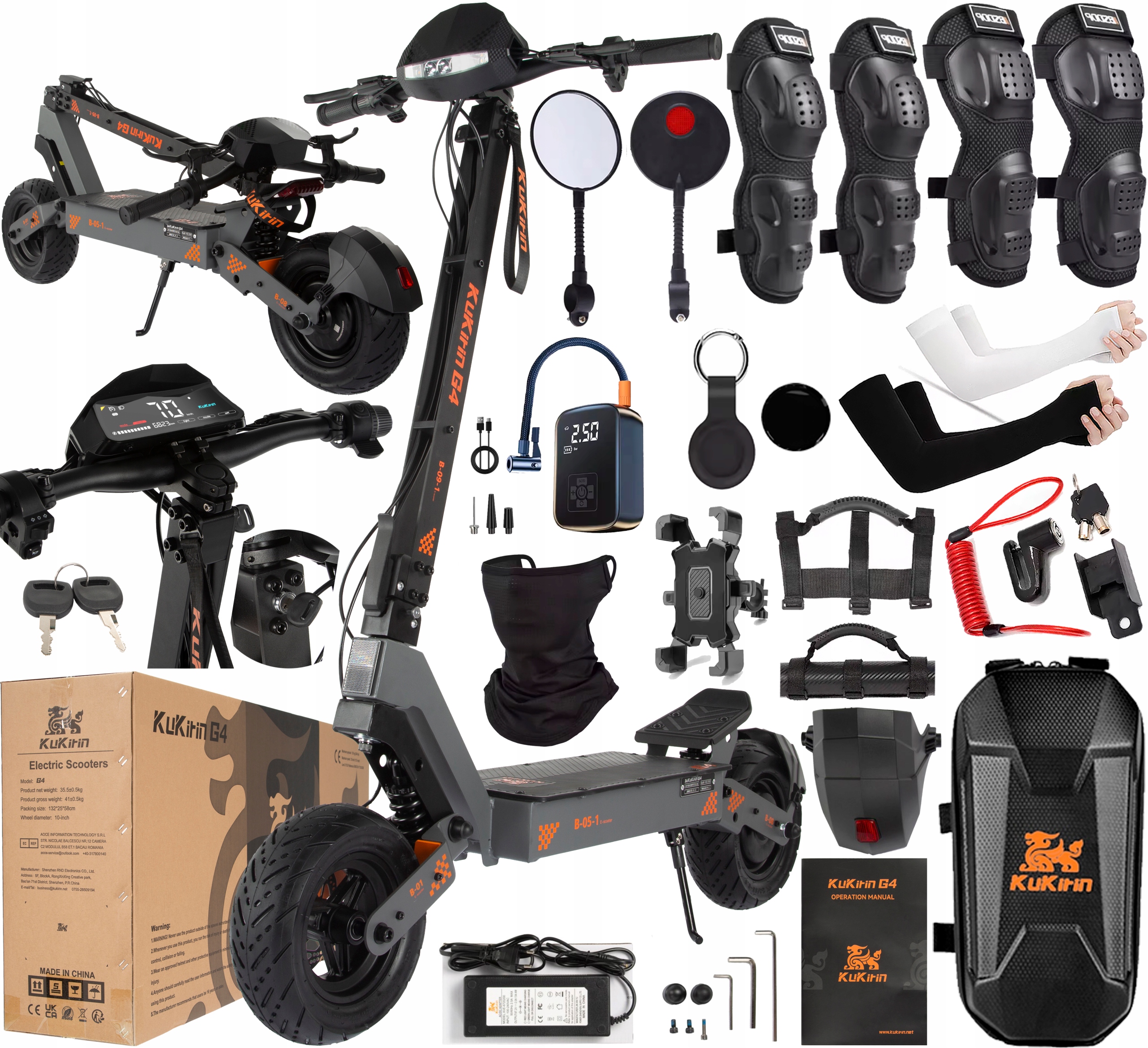 KuKirin G4 Elektrické skládací vozidlo 60V 20Ah 2000W 70KM/H +11 Dárek