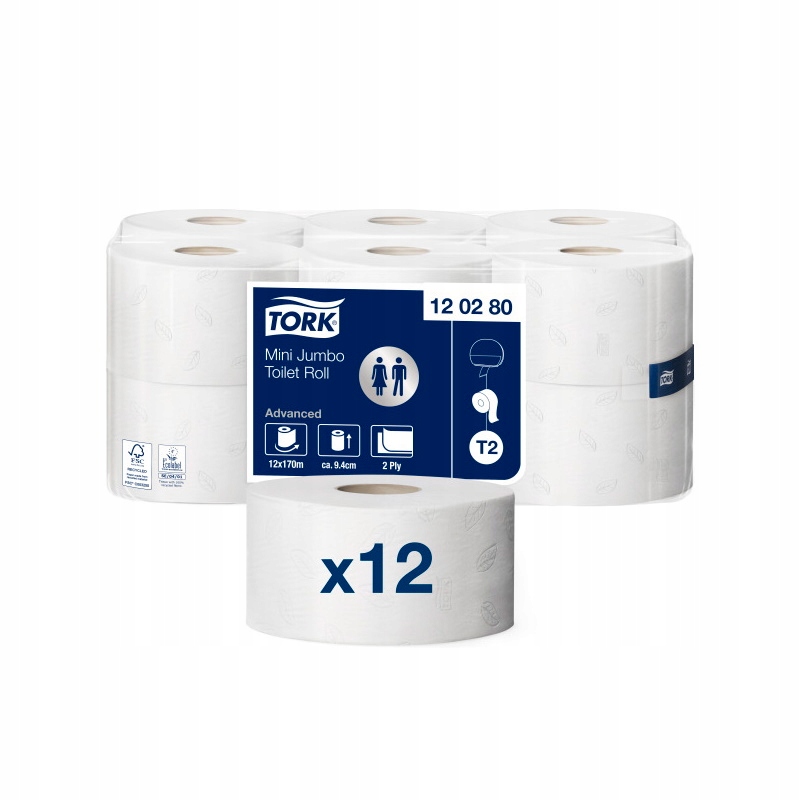 Tork 120280 Papier toaletowy w roli mini Jumbo biały system T2 Advanced