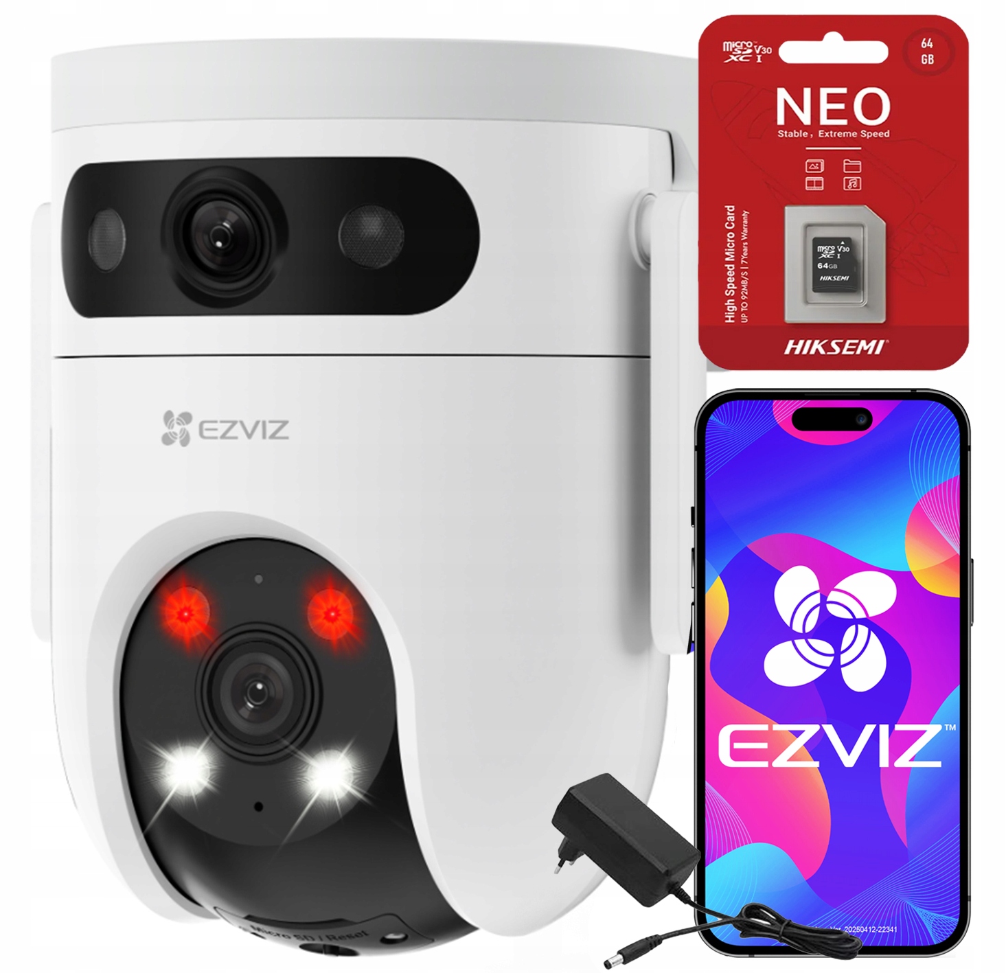 Otočná kamera WiFi 10Mpx Dual Lens H9C (5MP+5MP) Ezviz karta Sd 64Gb