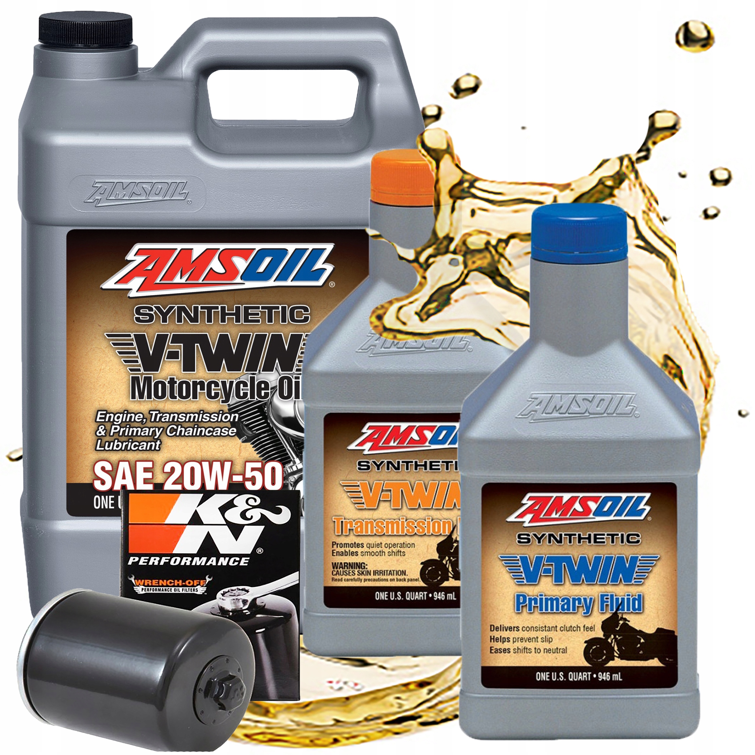 Olej Sada Harley Amsoil 20V50 Motor MVV Prevodovka Mvt Spojka Mvp Filter